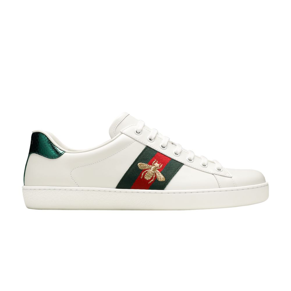 Gucci Ace Embroidered 'Bee' | White | Men's Size 10.5
