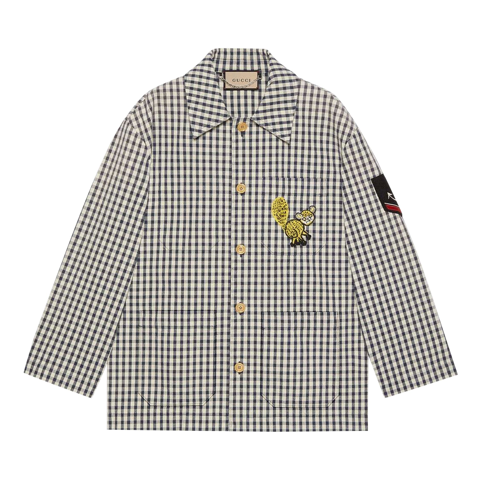 Pre-owned Gucci Freya Hartas Patch Gingham Jacket 'white/blue' | Multi-color | Men's Size 44