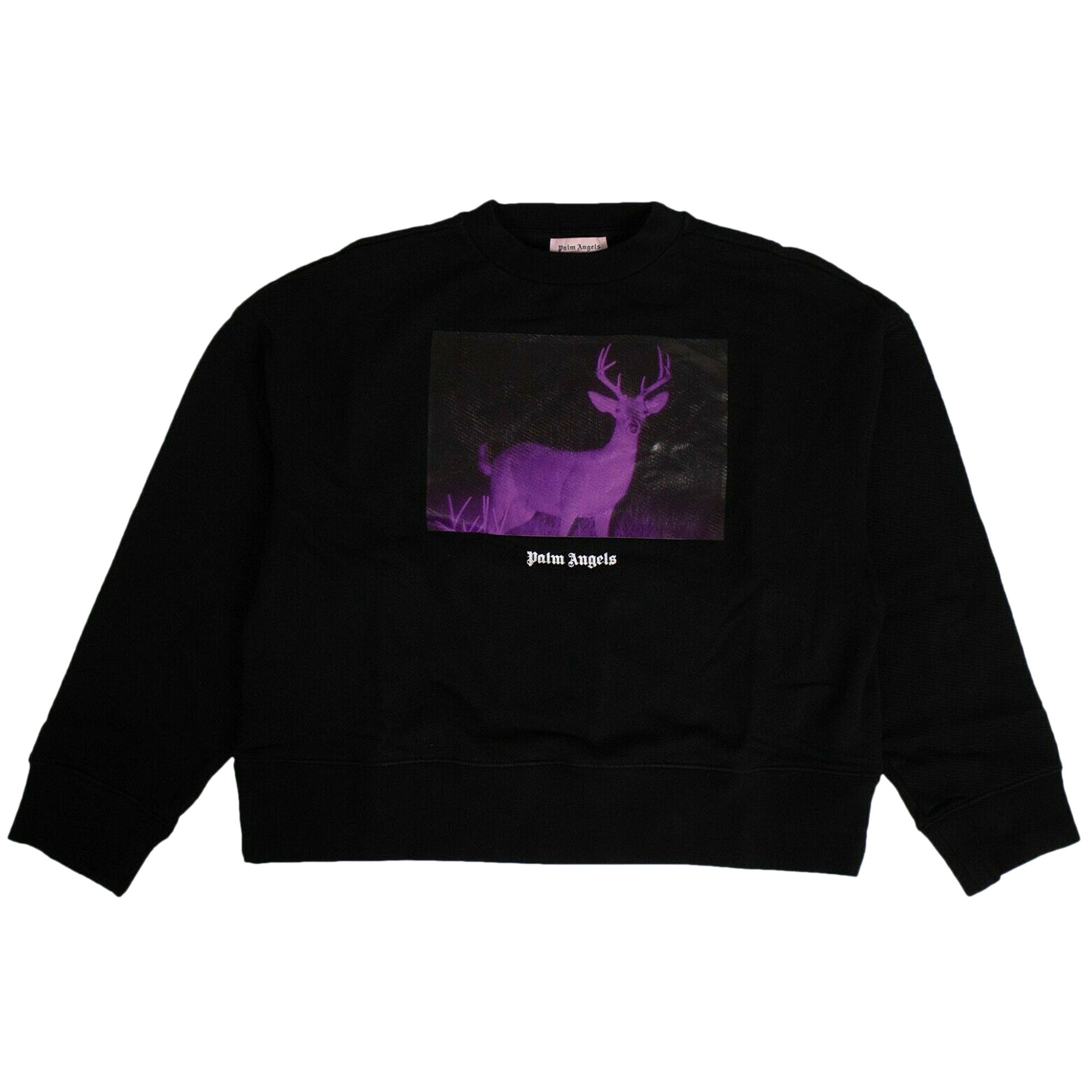 Palm Angels Deer Print Crewneck Sweatshirt 'Black' | Men's Size S