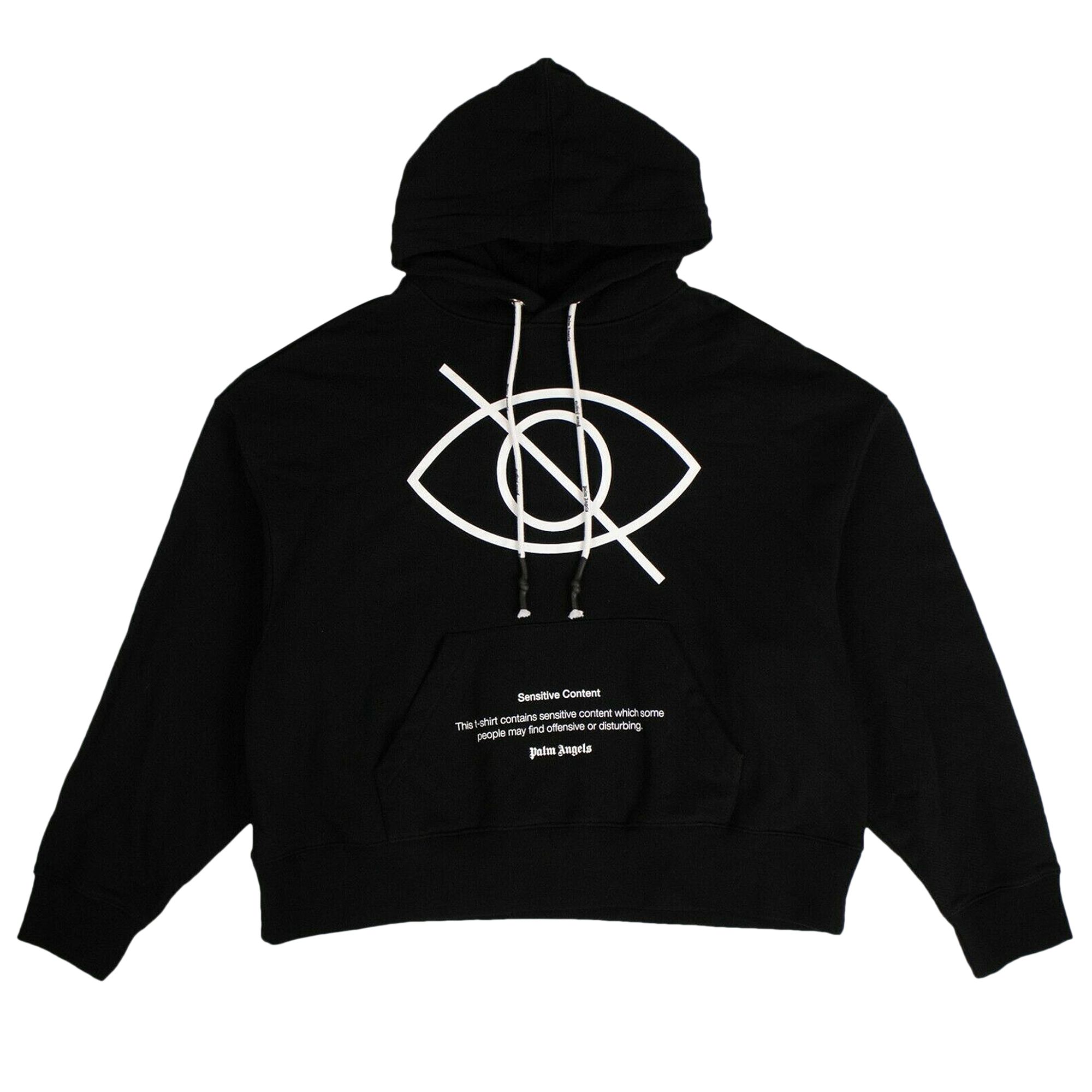 Pre-owned Palm Angels Sensitive Content Print Hooded Sweatshirt 'black' | Men's Size Xs