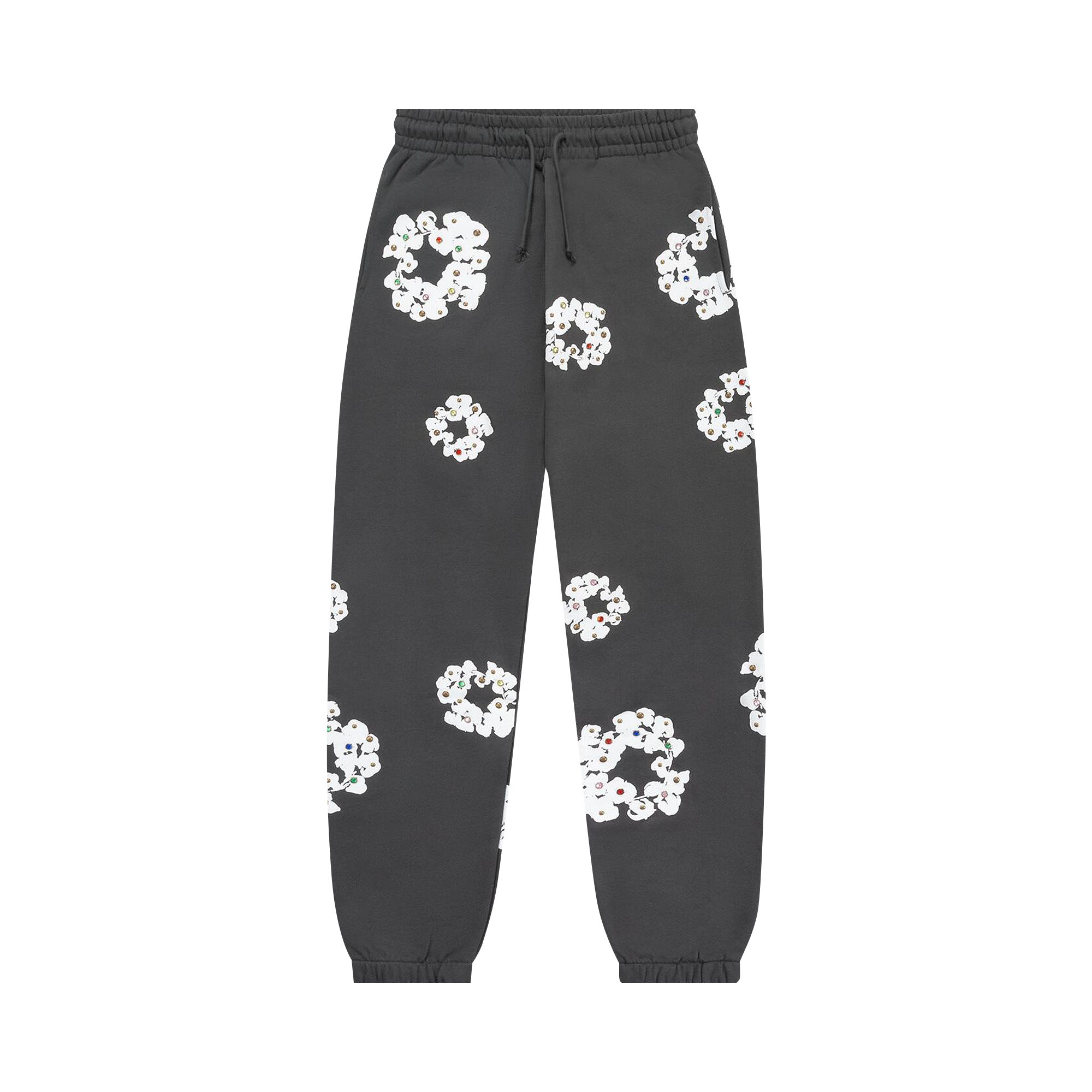 Denim Tears Rhinestone Cotton Wreath Sweatpants 'Vintage Black' | Men's Size M