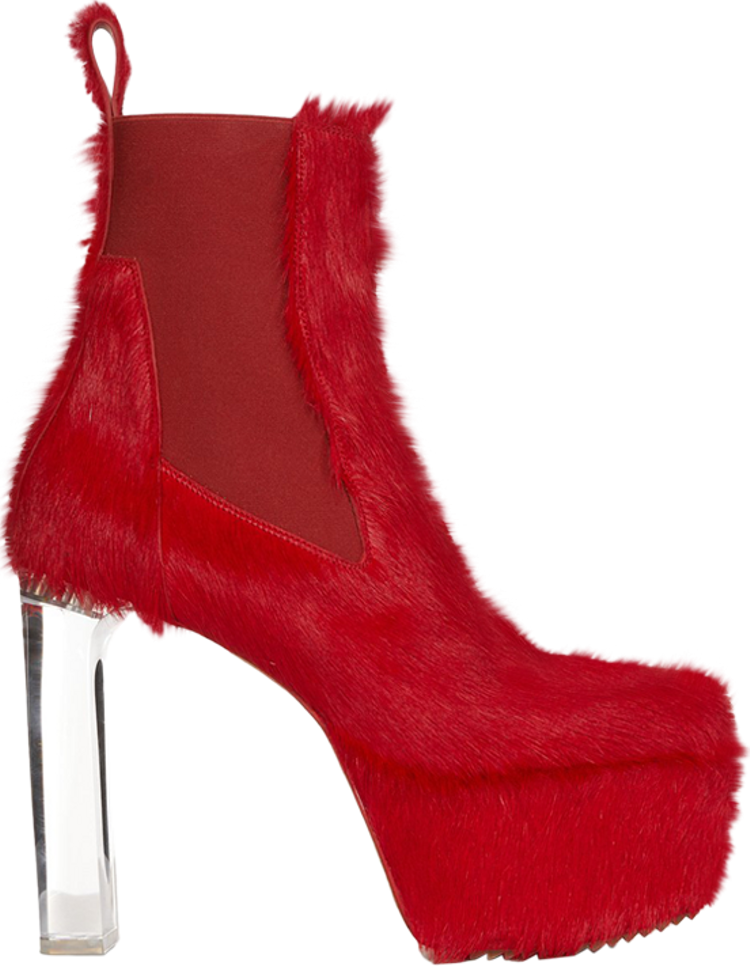 Rick Owens Wmns Minimal Grill Beatle Platform Boot Cardinal Red Clear