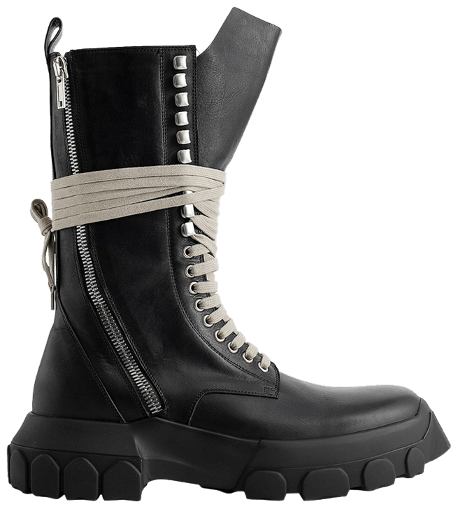 Rick Owens Lido Jumbo Laced Lace Up Bozo Boot Black