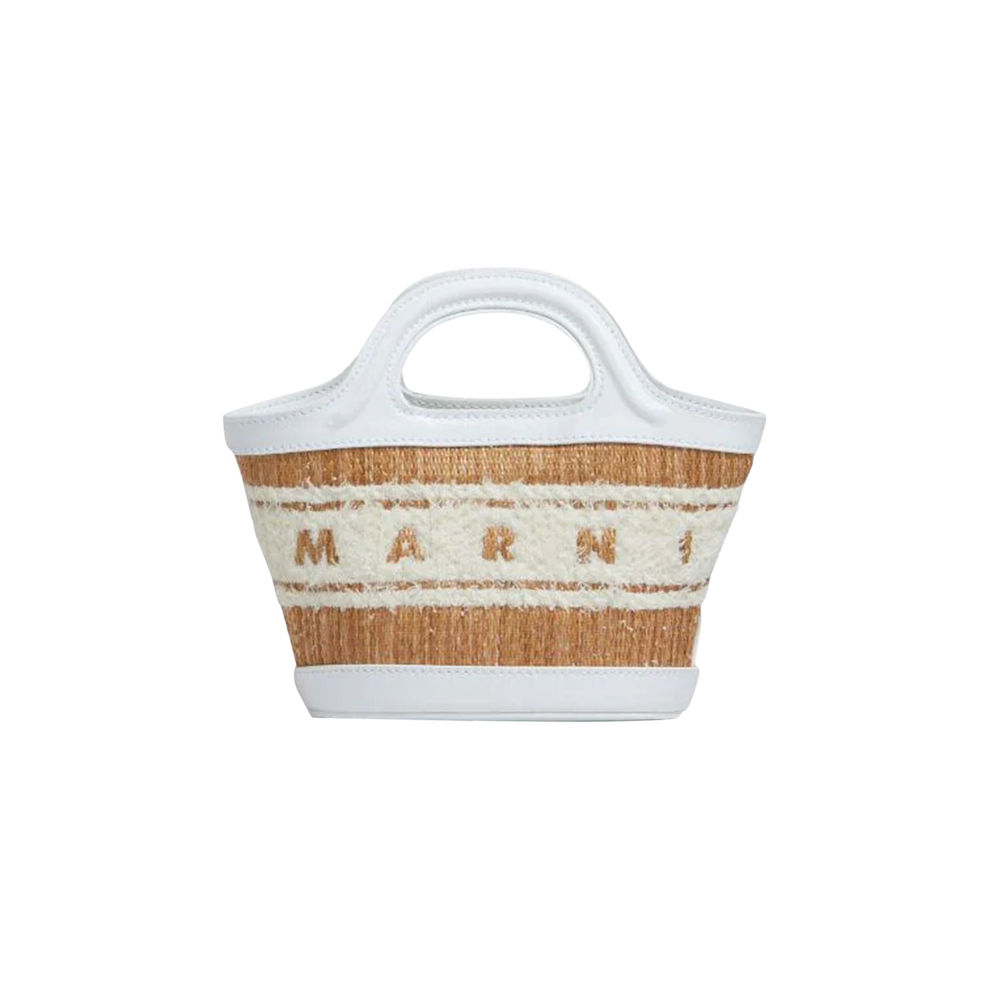 Marni Leather And Raffia Effect Fabric Microbag 'White/Natural' | Women's Size Onesize