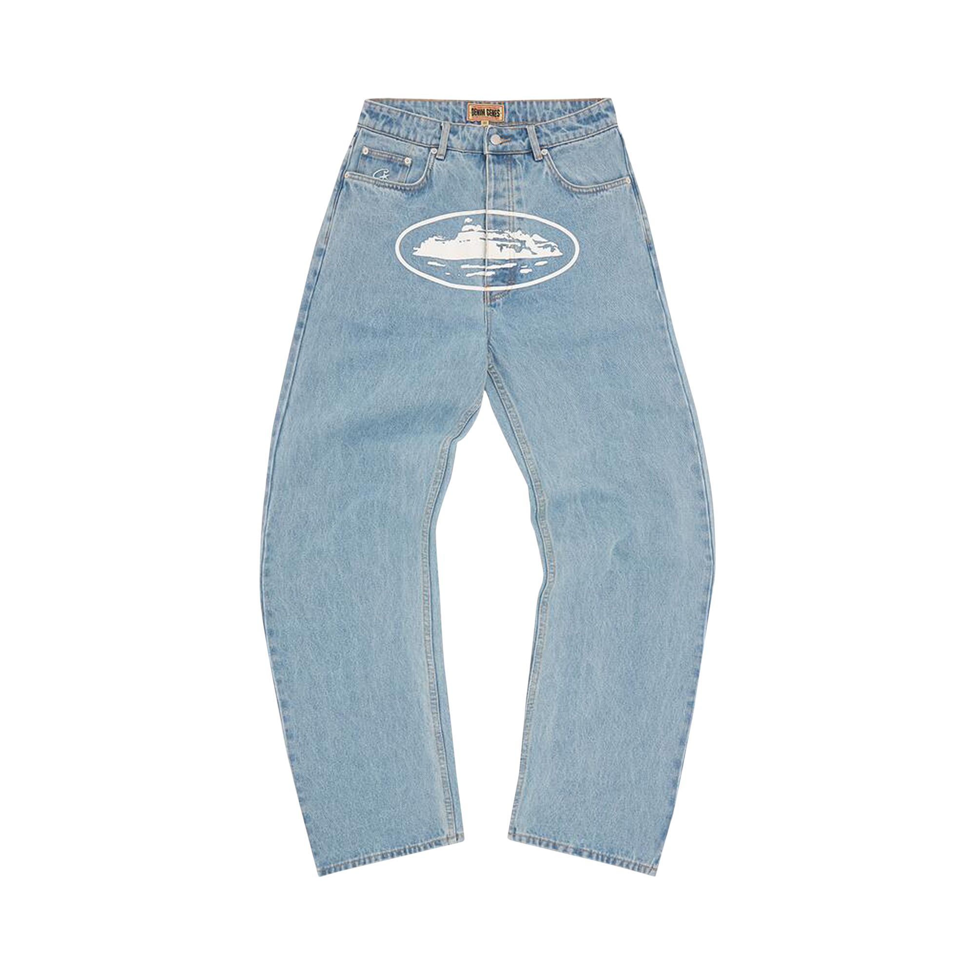 Pre-owned Corteiz Alcatraz Baggy Jeans 'stonewash' | Blue | Men's Size 32