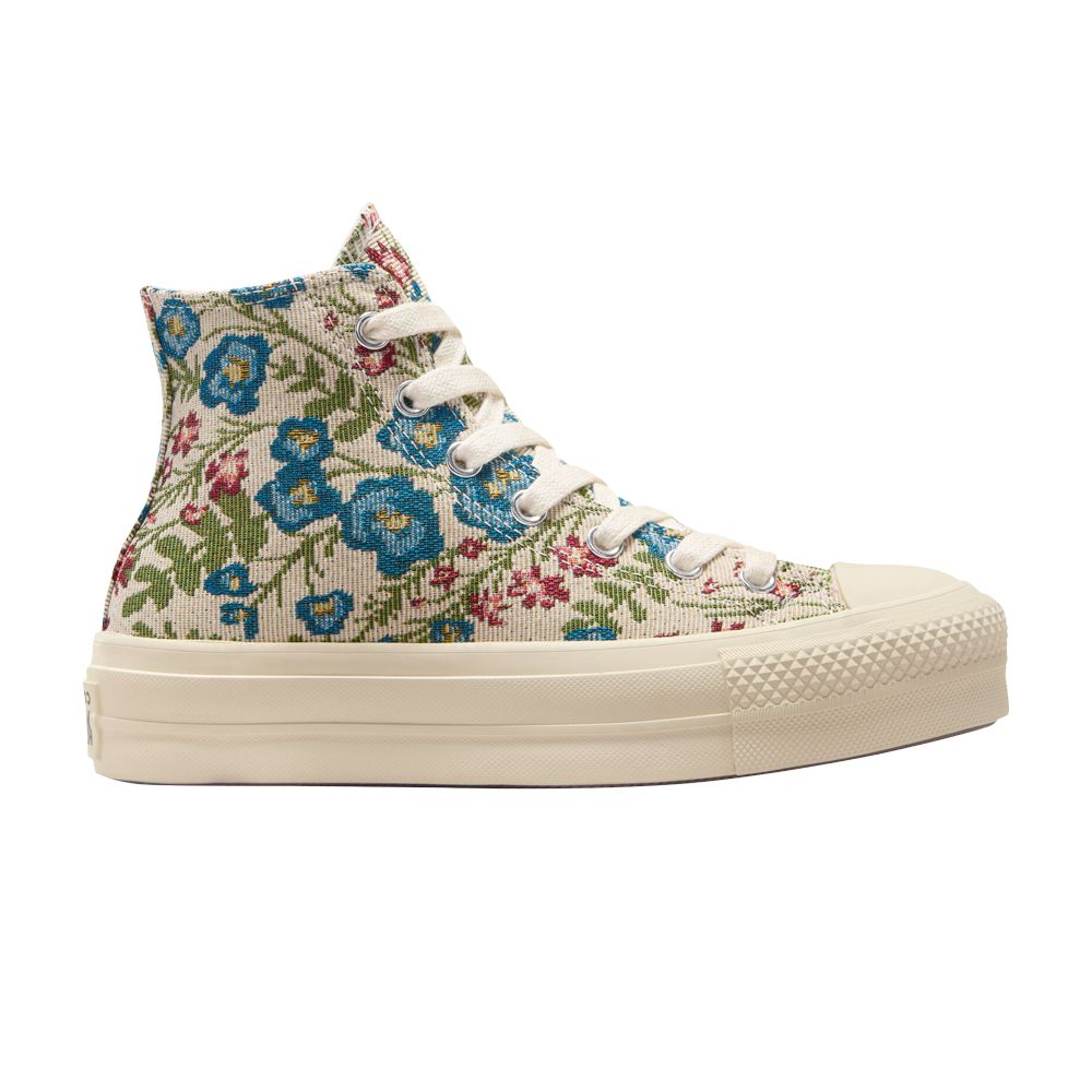 Pre-owned Converse Wmns Chuck Taylor All Star Lift Platform High 'floral Tapestry' In Cream