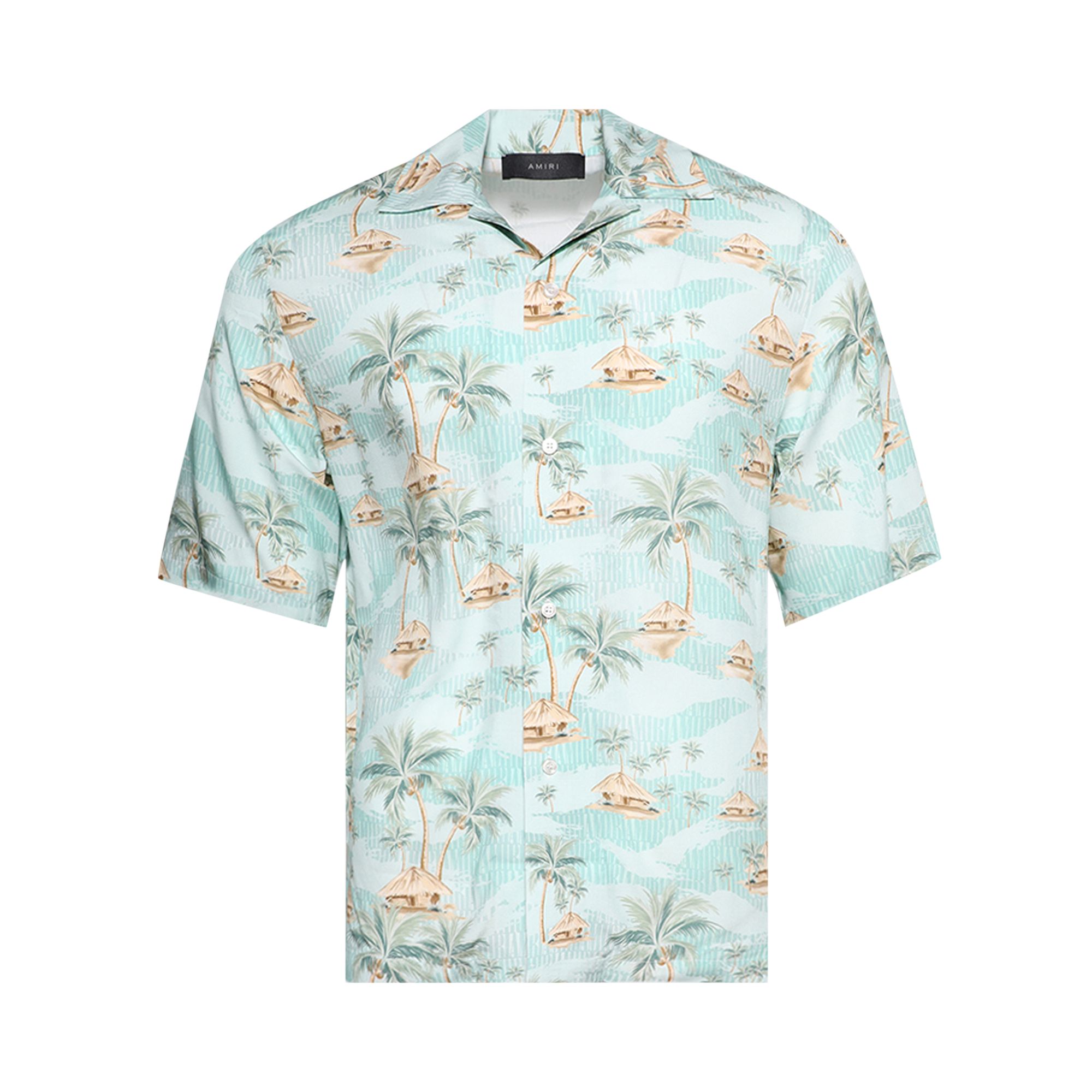 Pre-owned Amiri Repeat Palm Camp Shirt 'surf Spray' | Multi-color | Men's Size S