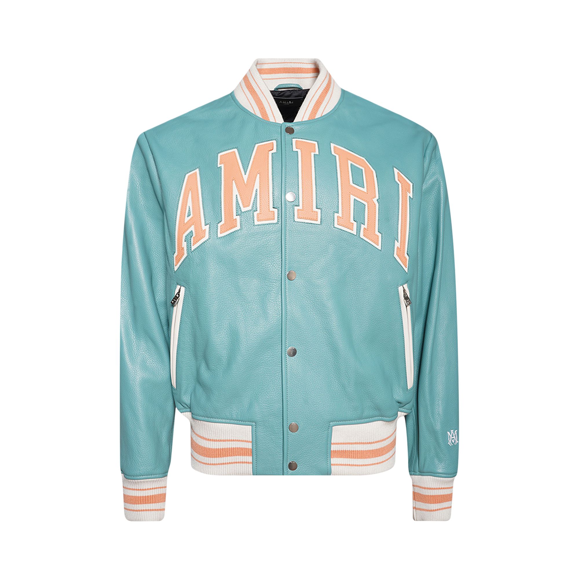 Pre-owned Amiri Leather Bomber 'sea Blue' | Men's Size 52