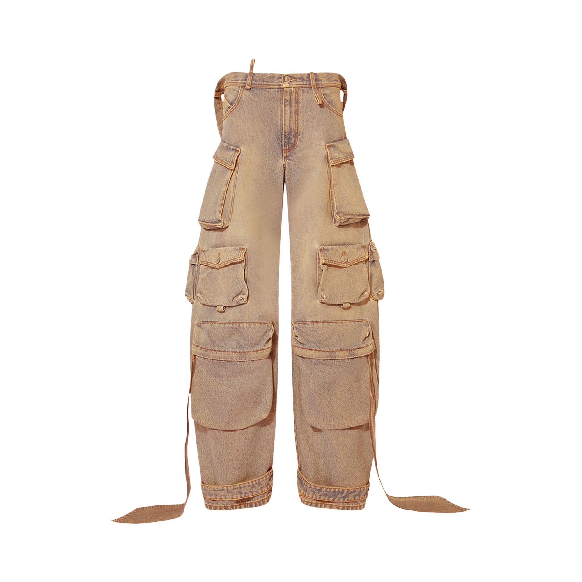 Pre-owned Attico The  Long Pants 'cachi' | Tan | Women's Size 38 In Brown