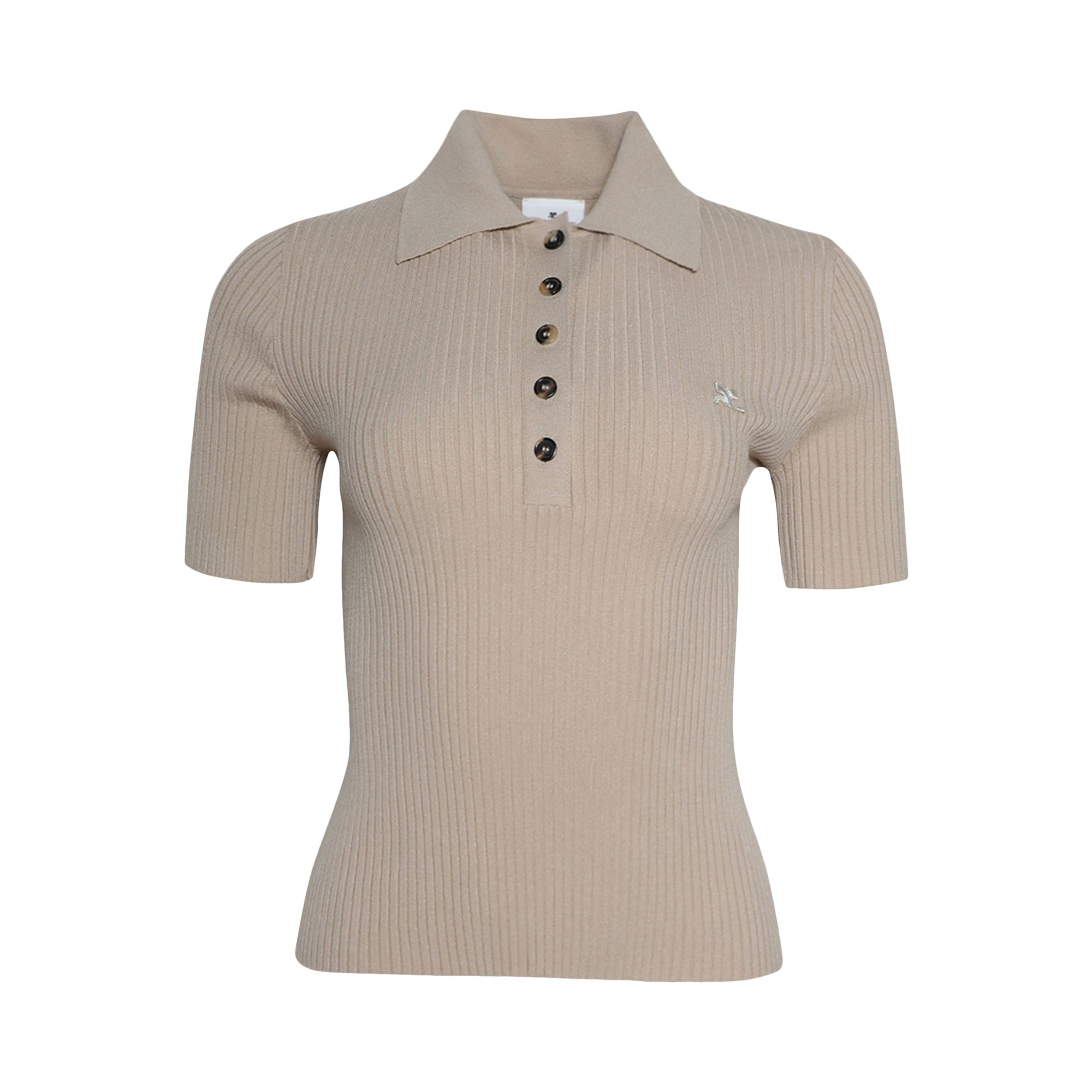 Courrèges Signature Rib Knit Polo 'Cappuccino' | Tan | Women's Size S