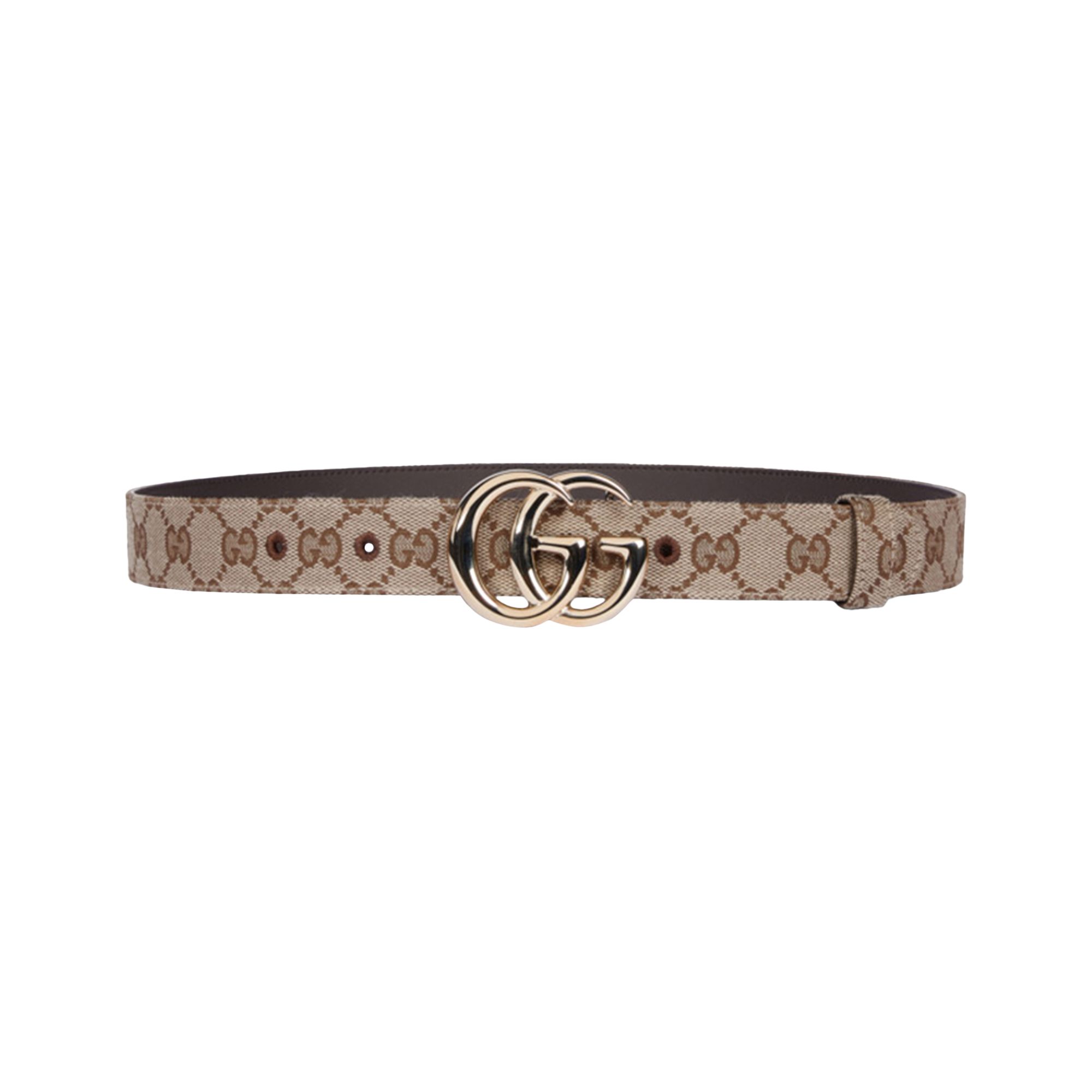 Pre-owned Gucci Gg Marmont Thin Belt 'beige' | Tan | Women's Size 75 In Brown