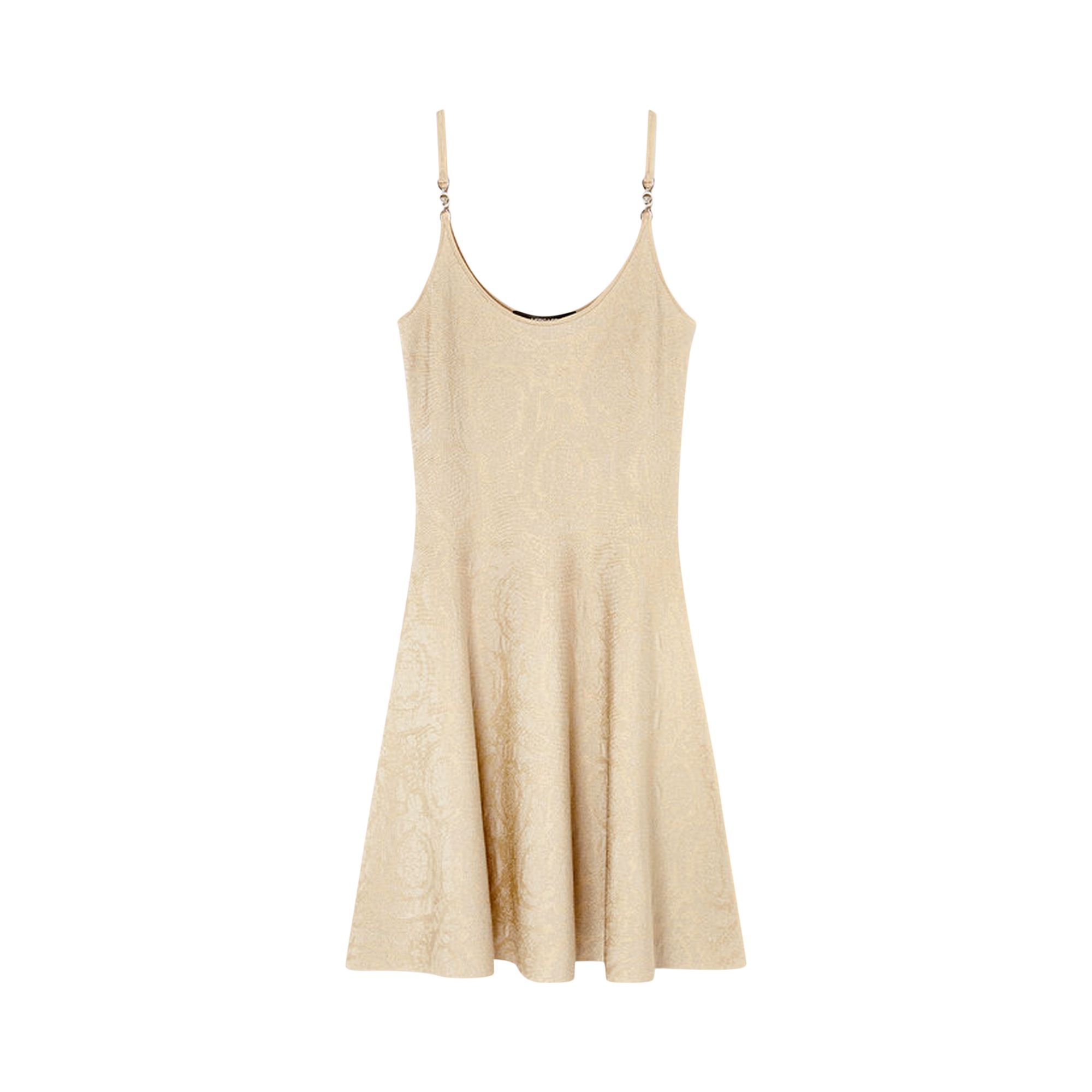 Pre-owned Versace Knit Dress 'light Sand' | Tan | Women's Size 38 In Brown