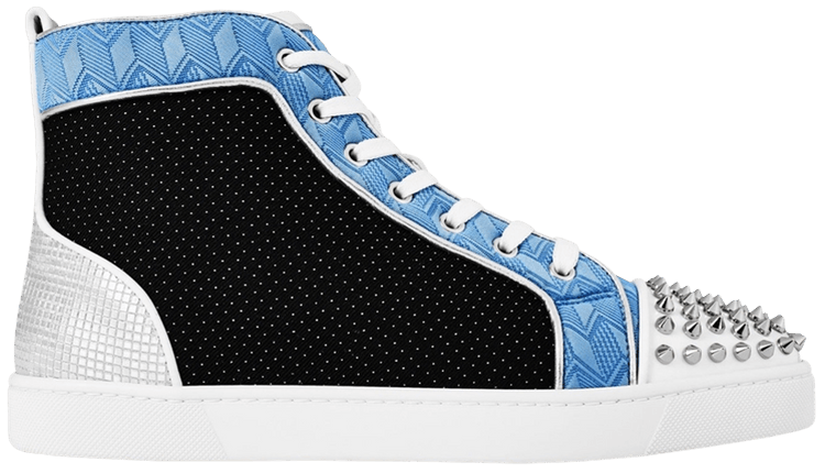 Buy Christian Louboutin Lou Spikes Orlato Flat 'White Black Blue