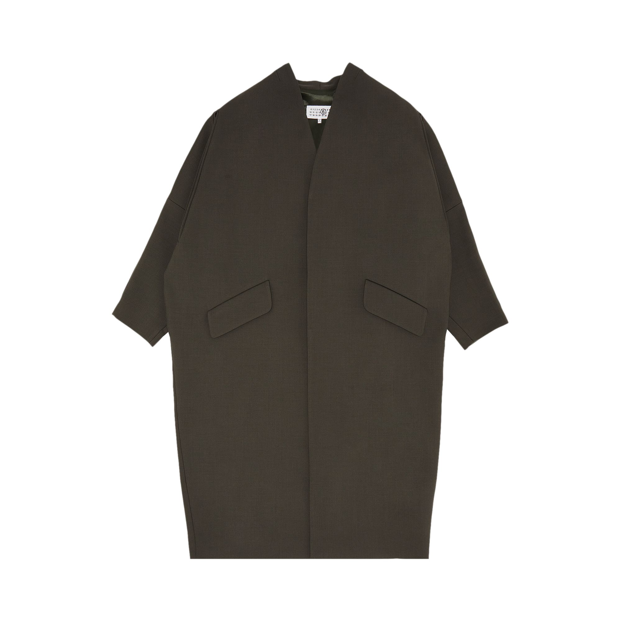Pre-owned Mm6 Maison Margiela Tecnho Wool Coat 'khaki' | Green | Women's Size 40