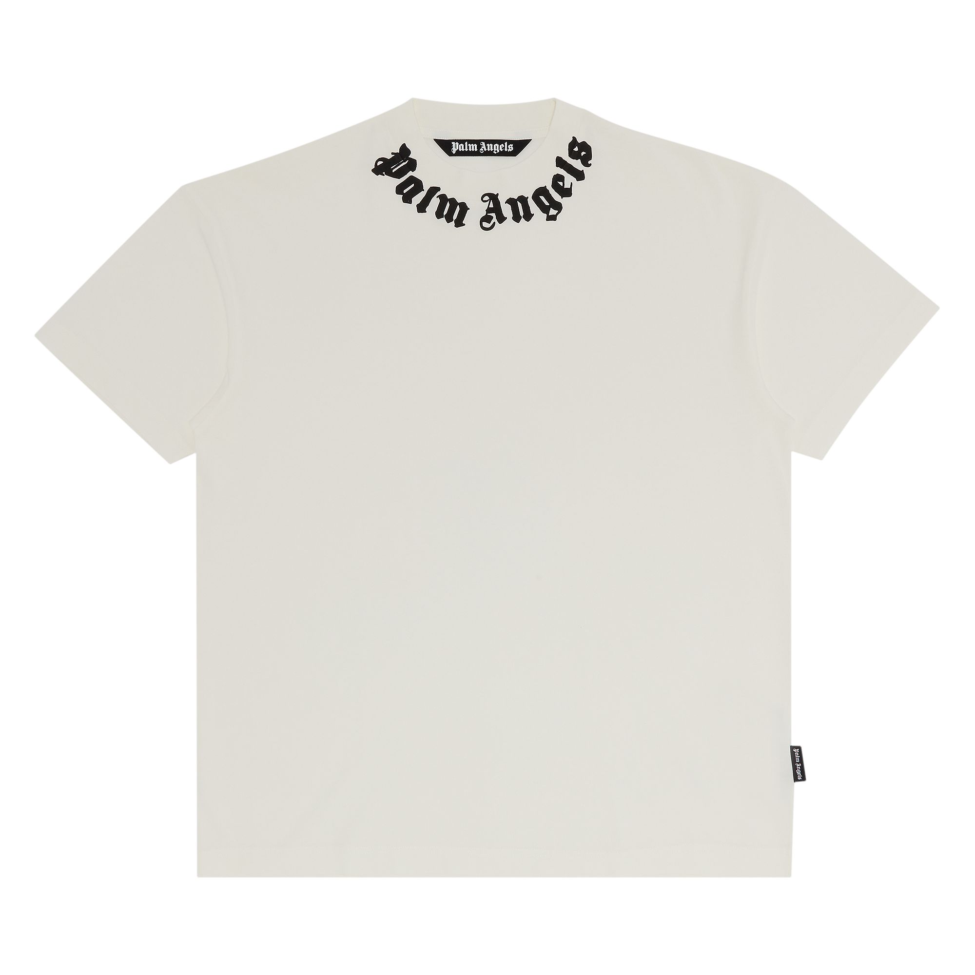 Palm Angels Neck Logo Tee 'Off White/Black' | Men's Size L