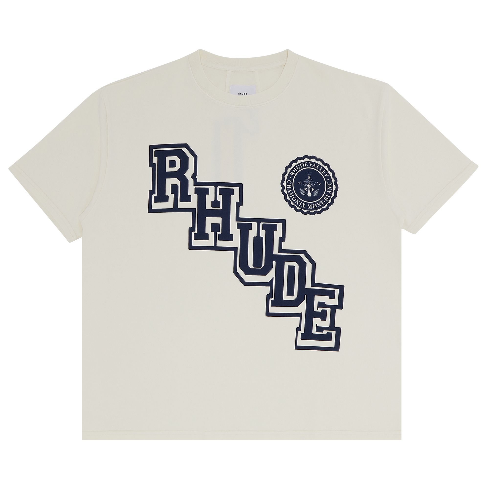 Click to view more detailed imagery on our partner's website Pre-owned Rhude Collegiate Crest Tee 'vintage White'