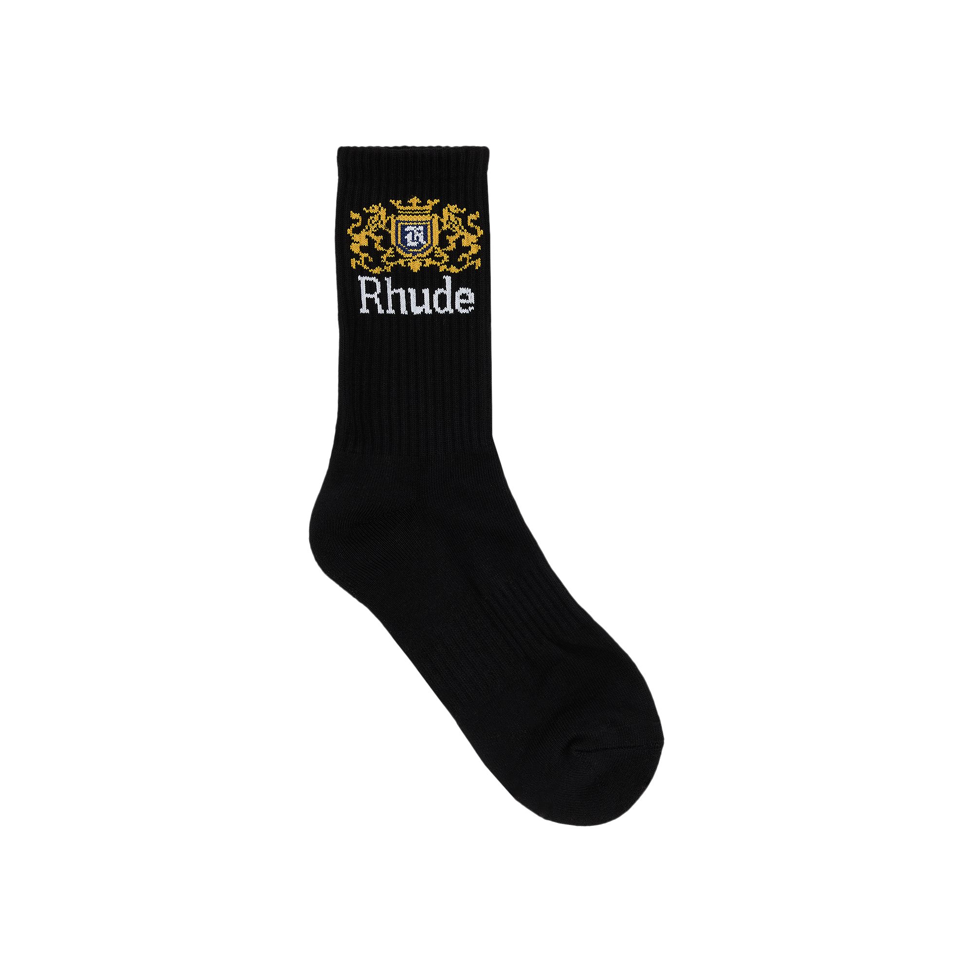 Rhude Crest Logo Sock 'Black/White/Yellow' | Men's Size Onesize