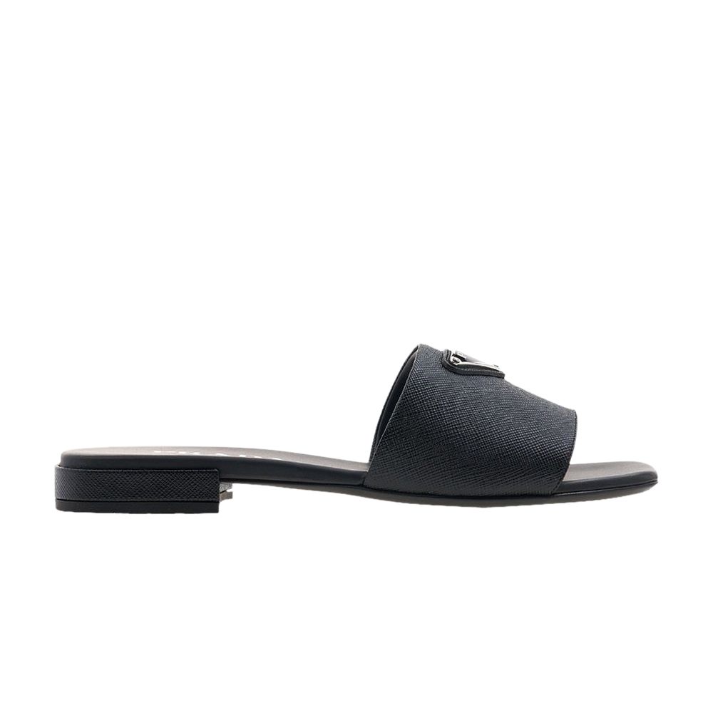 Pre-owned Prada Wmns Saffiano Leather Slides 'black' | Women's Size 3