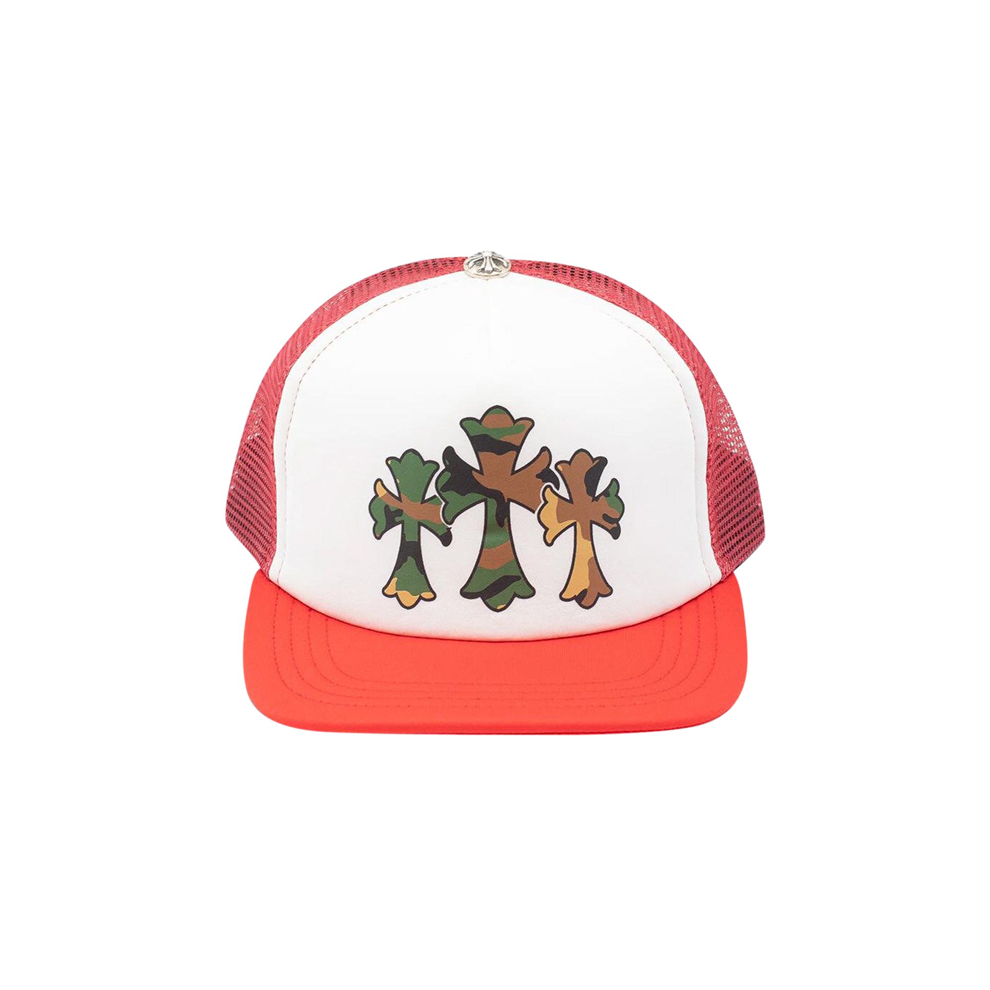 Pre-owned Chrome Hearts Triple Cross Trucker Hat 'red/white'