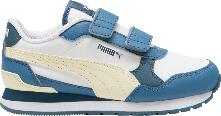 ST Runner v4 Leather Little Kid Blue Horizon Creamy Vanilla