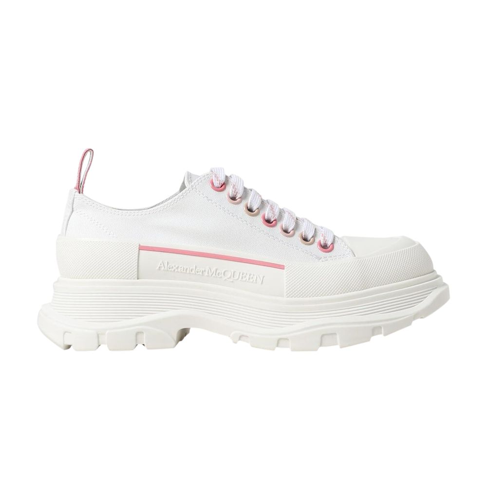 Pre-owned Alexander Mcqueen Wmns Tread Slick Lace Up 'white Soft Coral' | Women's Size 37