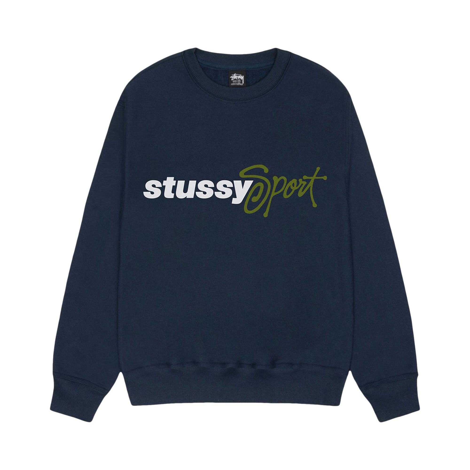 Pre-owned Stussy Sport Script Crew 'navy' In Blue
