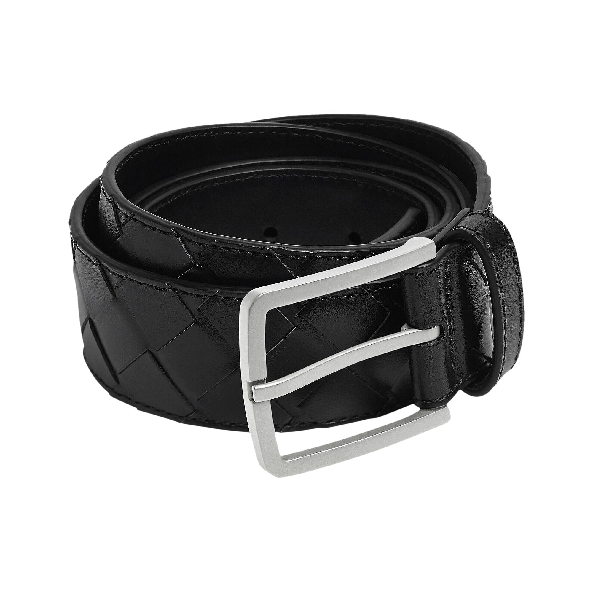 Bottega Veneta Intrecciato Belt 'Black/Silver' | Women's Size 110
