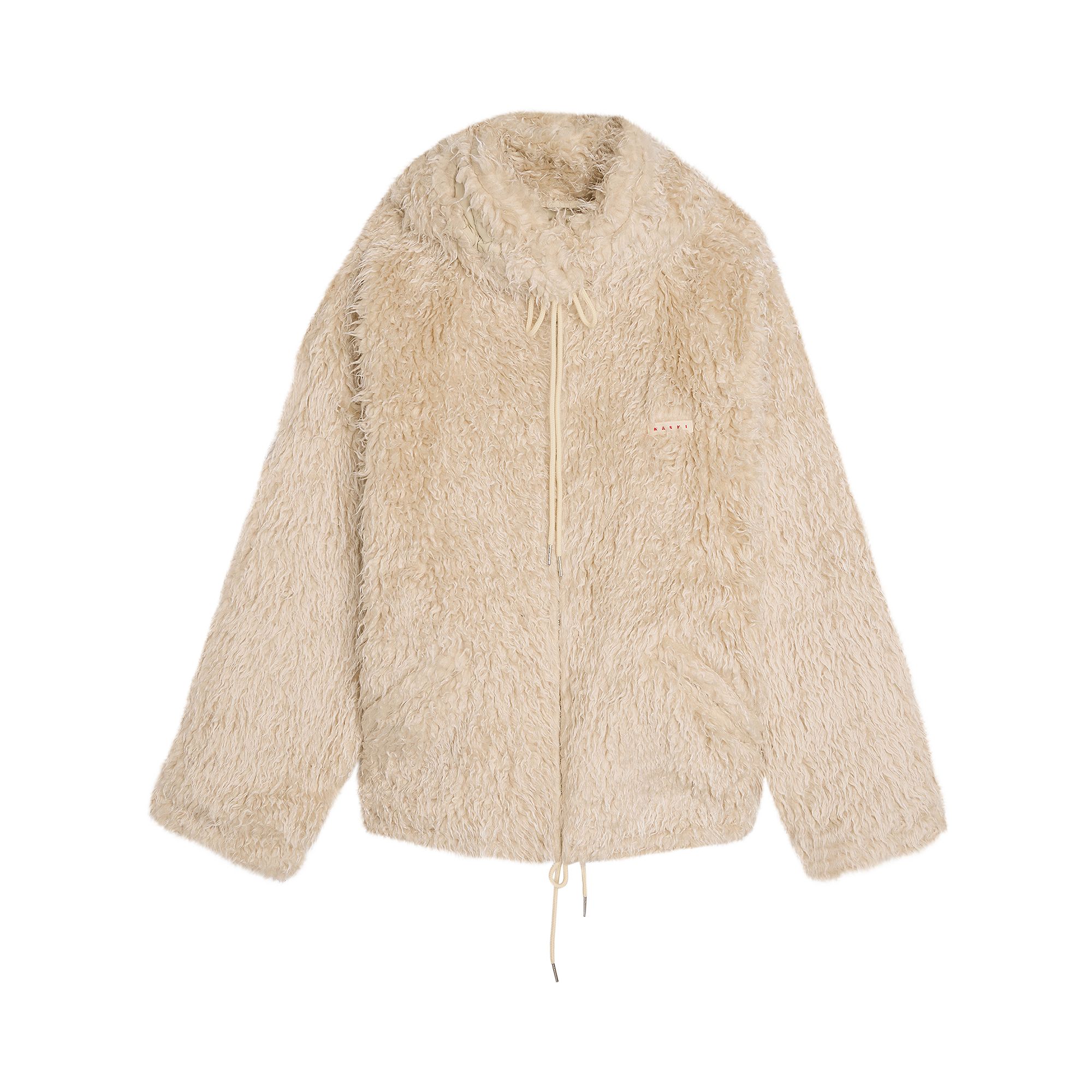 Pre-owned Marni Shaggy Faux Fur Lined Hooded Jacket 'glass' | White | Men's Size 48