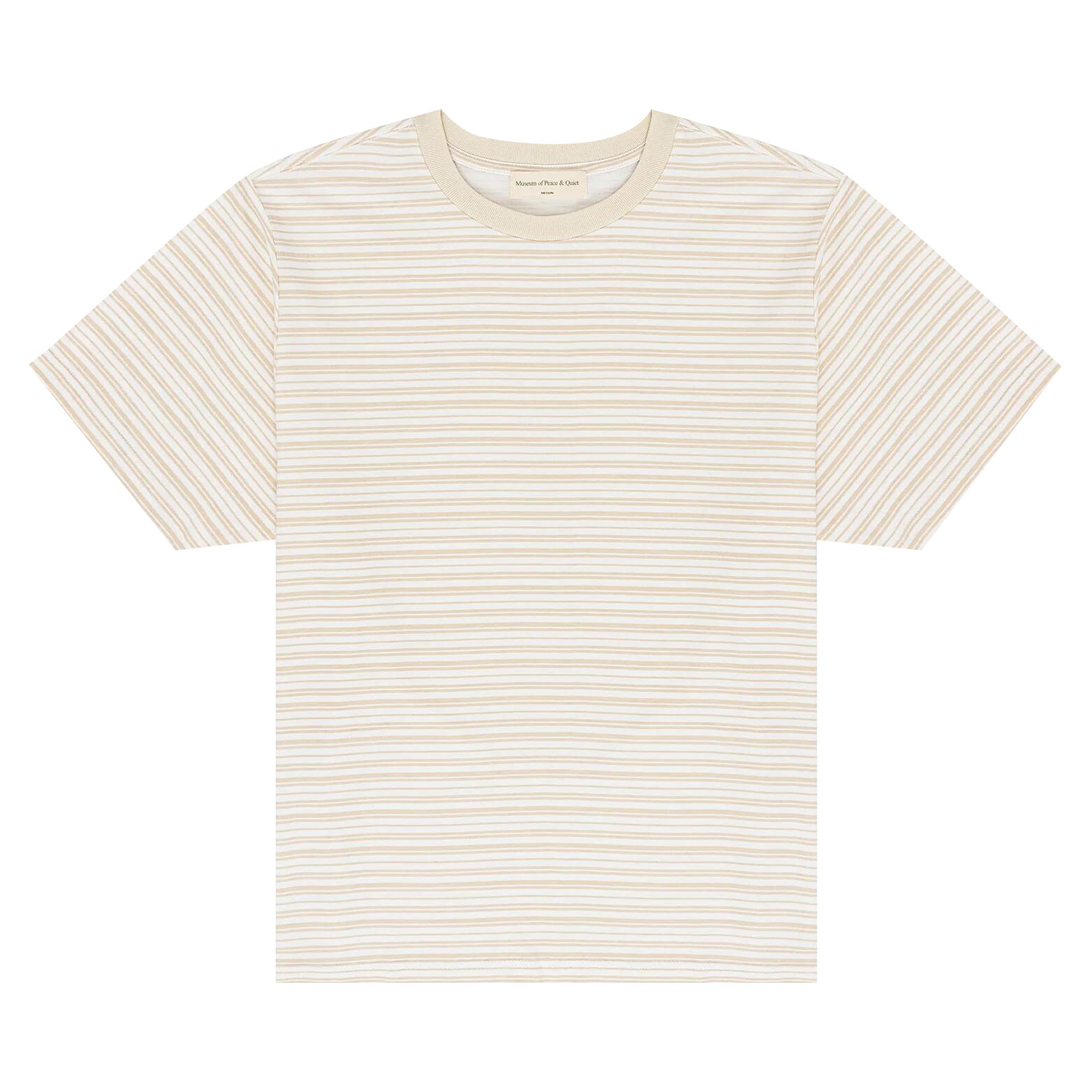 Pre-owned Museum Of Peace And Quiet Museum Of Peace & Quiet Wordmark Striped T-shirt 'bone' | White | Men's Size Xl
