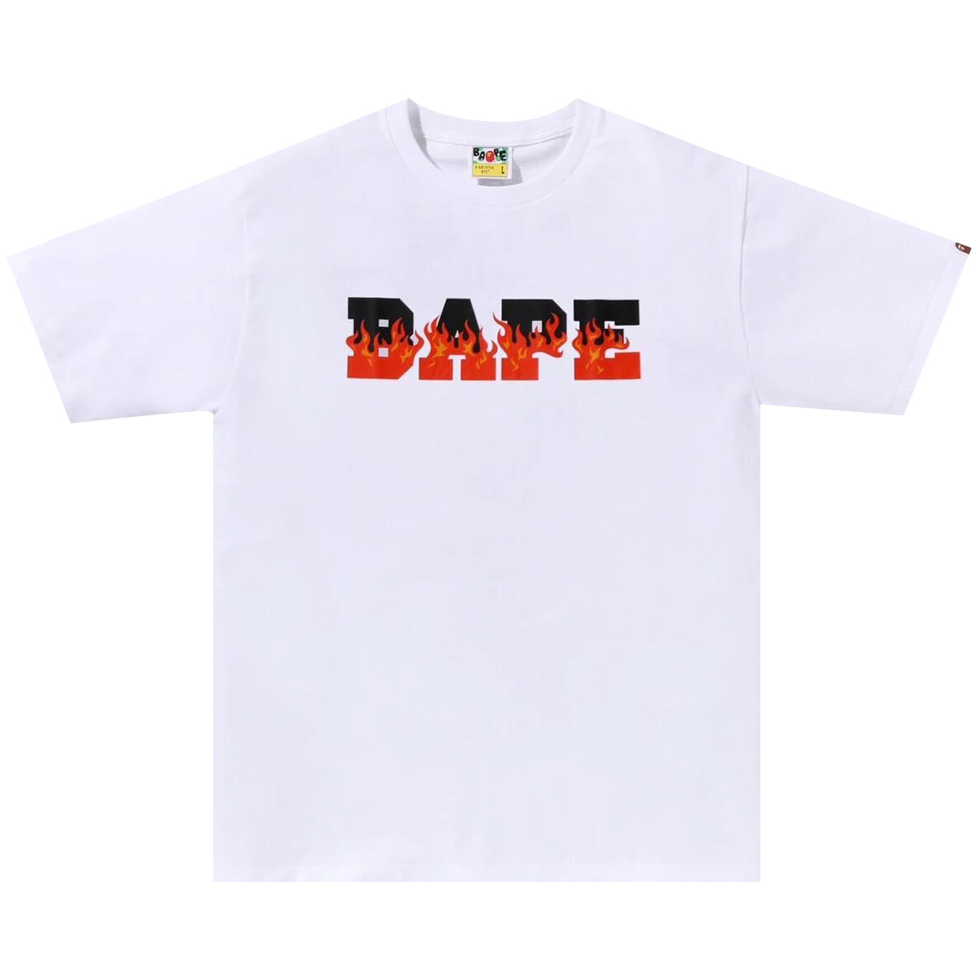 Pre-owned Bape Flame Logo Tee 'white/red'