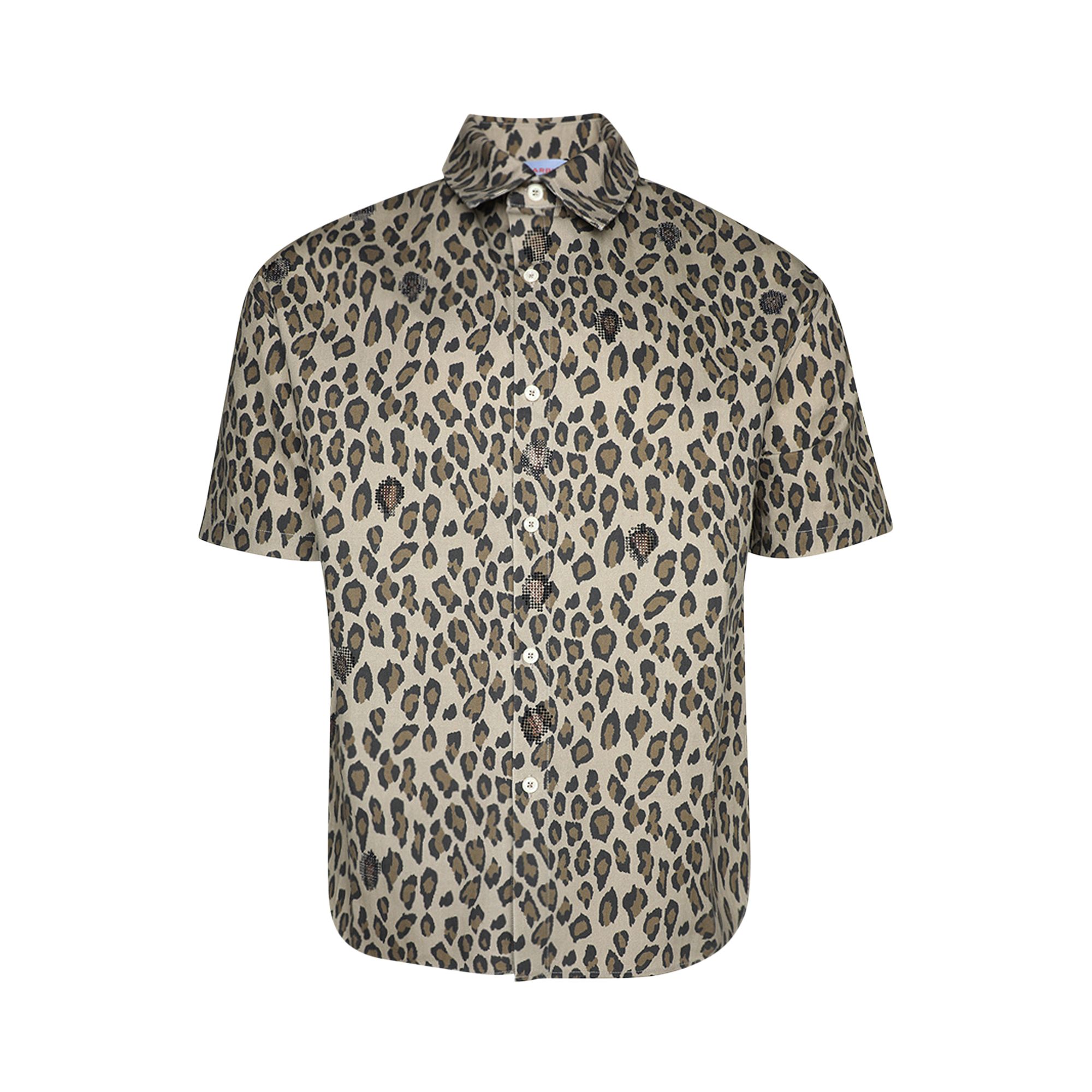 Pre-owned Bluemarble Rhinestoned Short-sleeve Shirt 'leopard Print' | Multi-color | Men's Size L