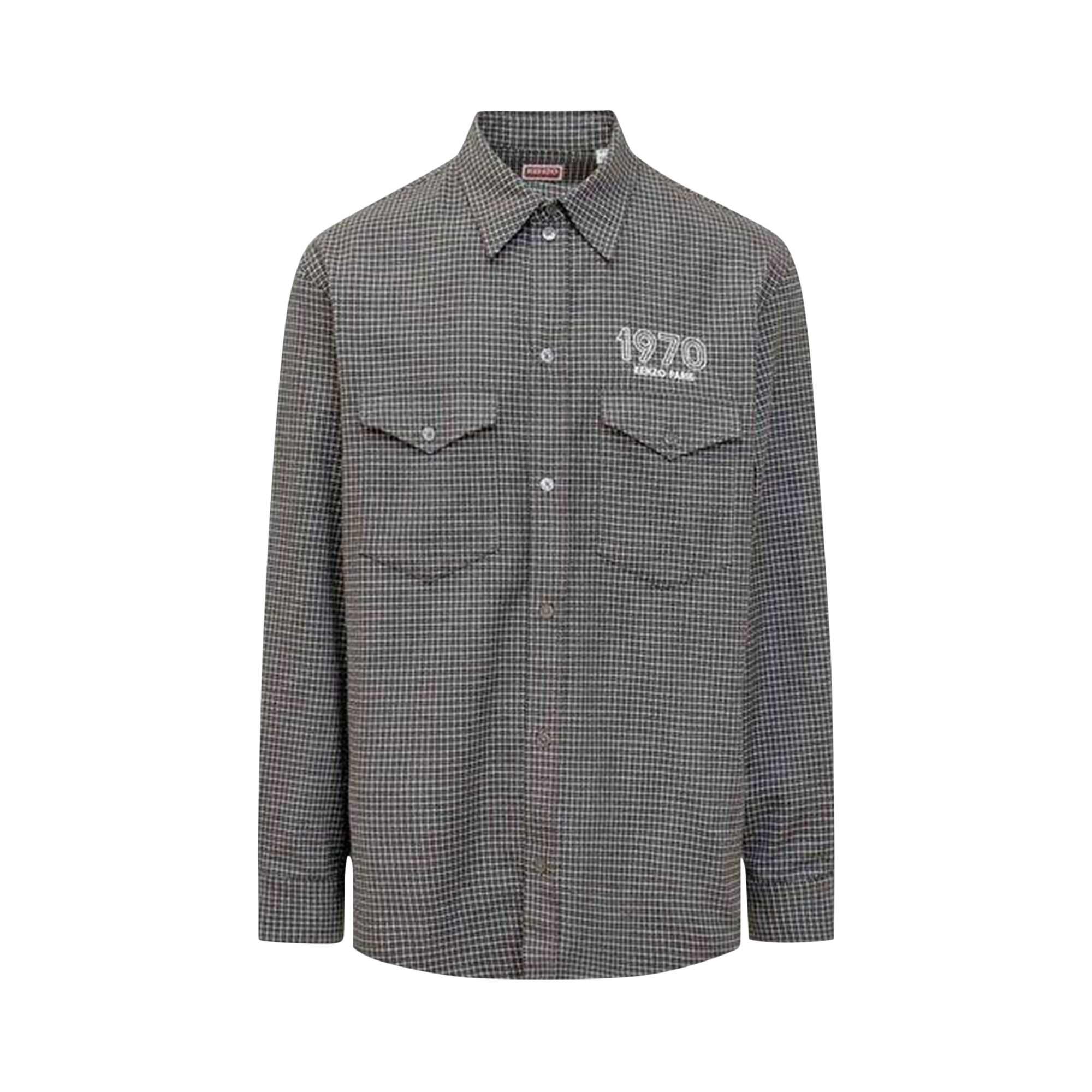 Pre-owned Kenzo Archive 1970 Military Shirt 'stone Grey' | Men's Size 38