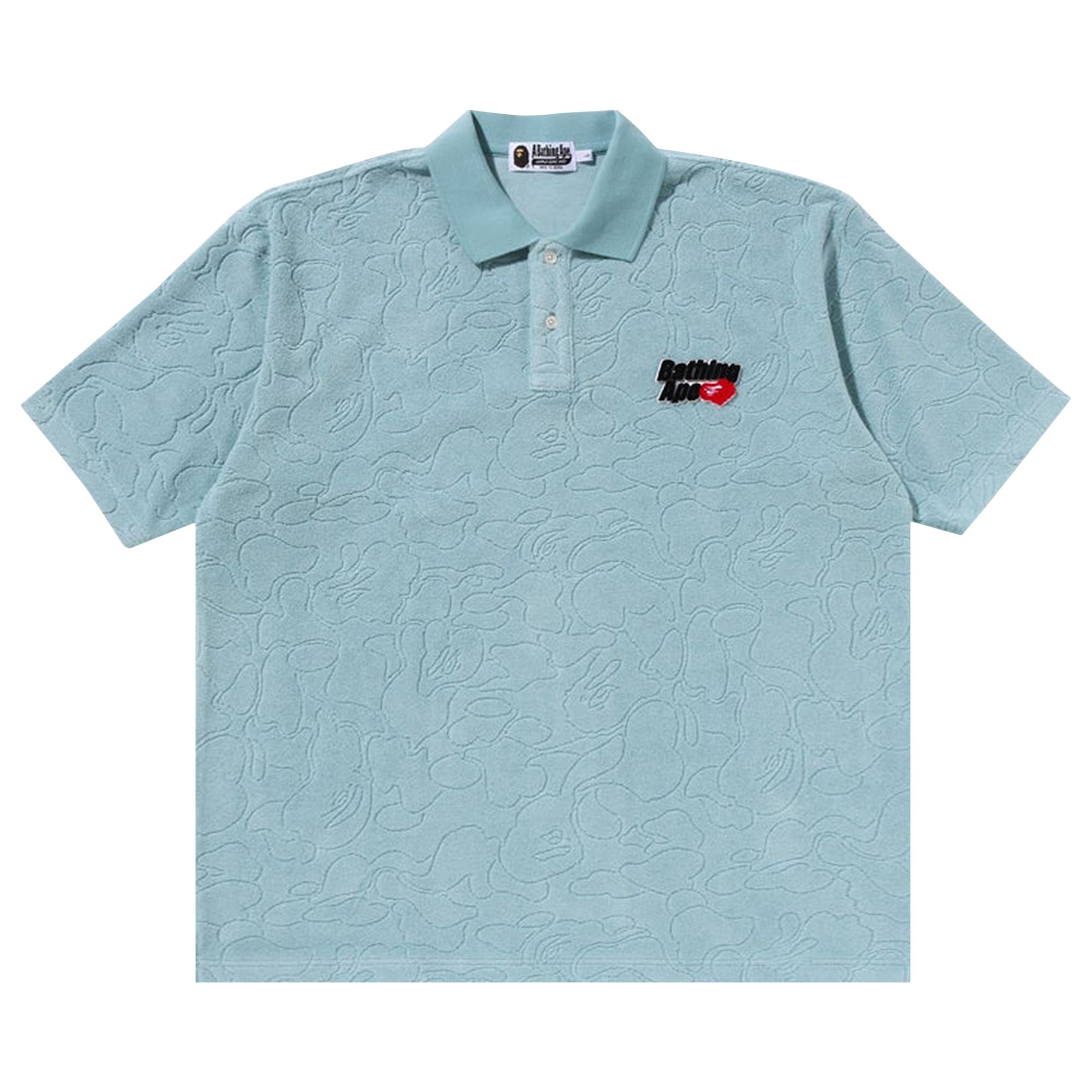 Pre-owned Bape Line Camo Terry Towel Ape Head One Point Polo 'sax' In Blue