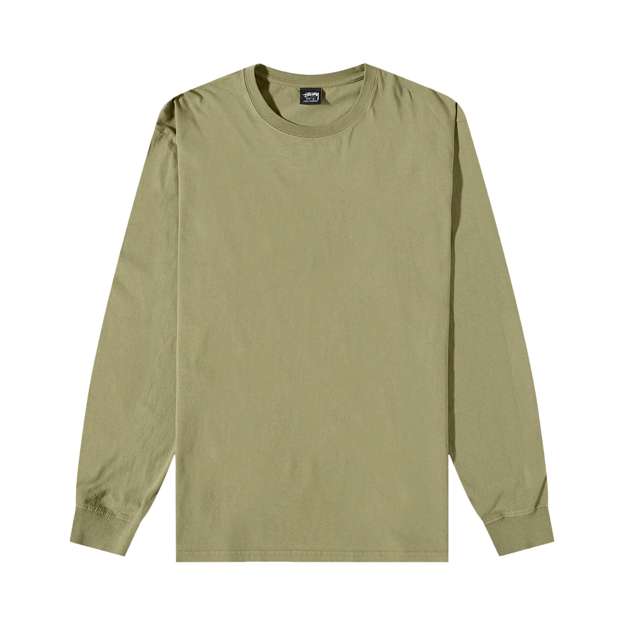 Stussy Pigment Dyed Long-Sleeve Crew 'Olive' | Green | Men's Size S
