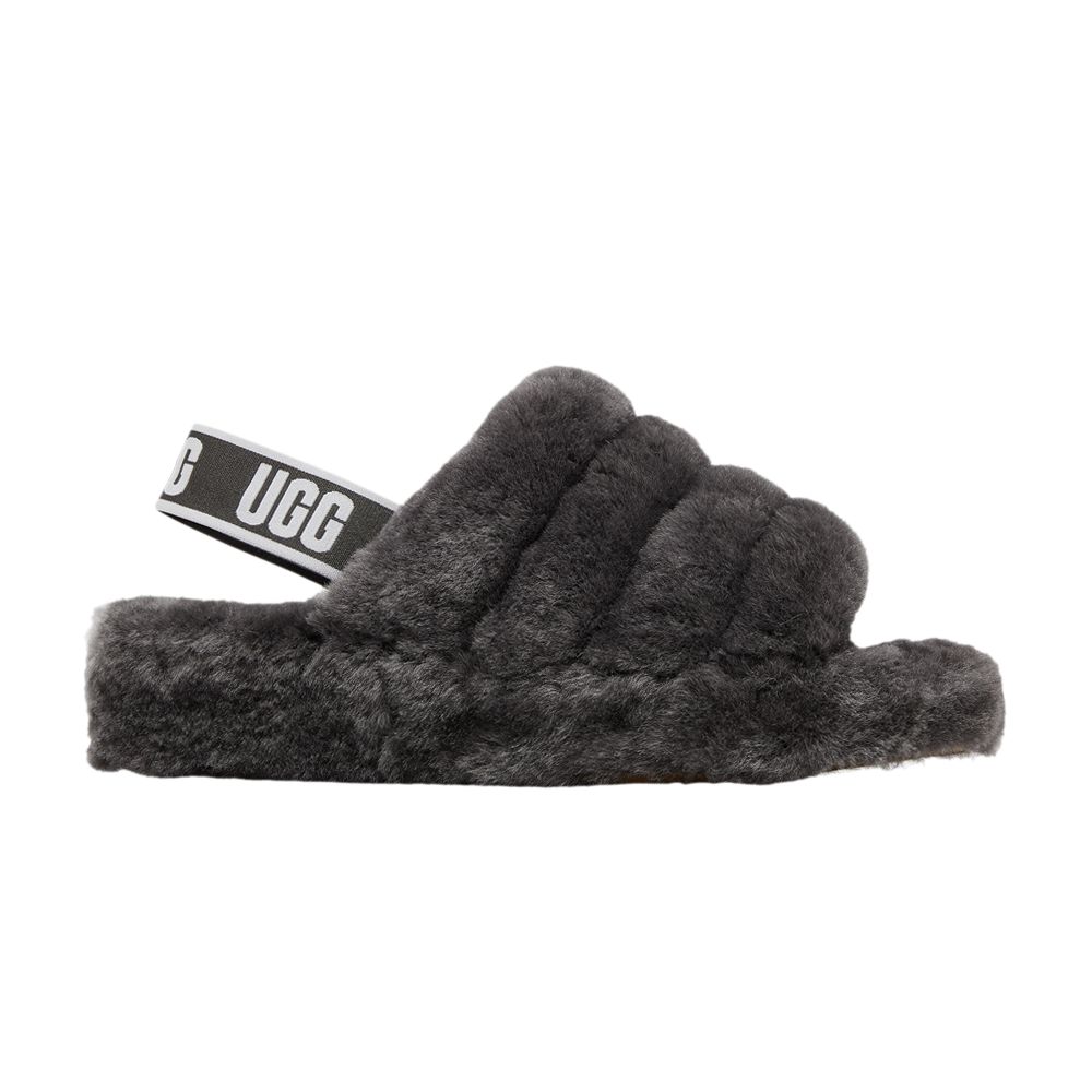 Pre-owned Ugg Wmns Fluff Yeah Slide 'charcoal' In Grey