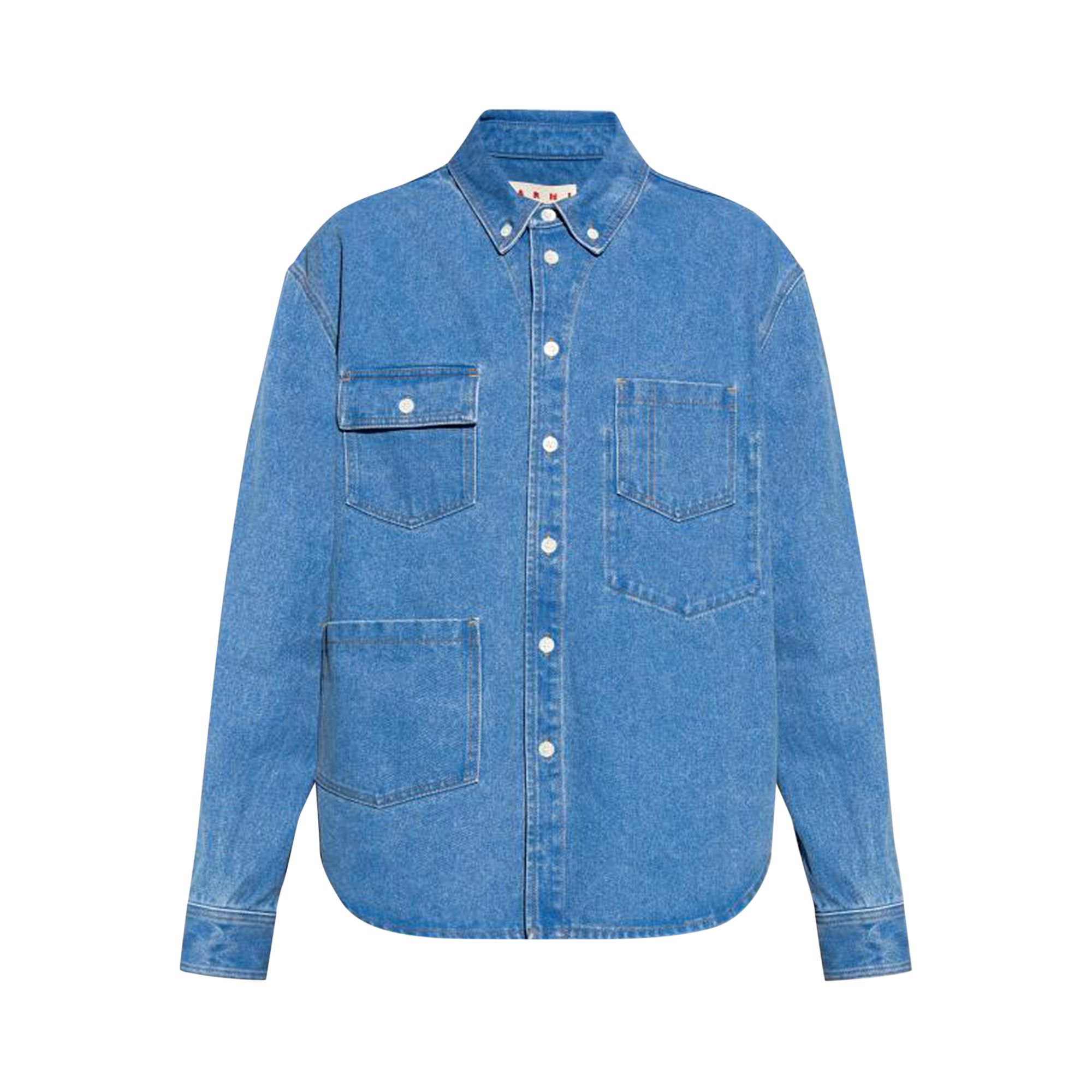 Pre-owned Marni Denim Overshirt With Pockets 'cobalt' | Blue | Men's Size 48