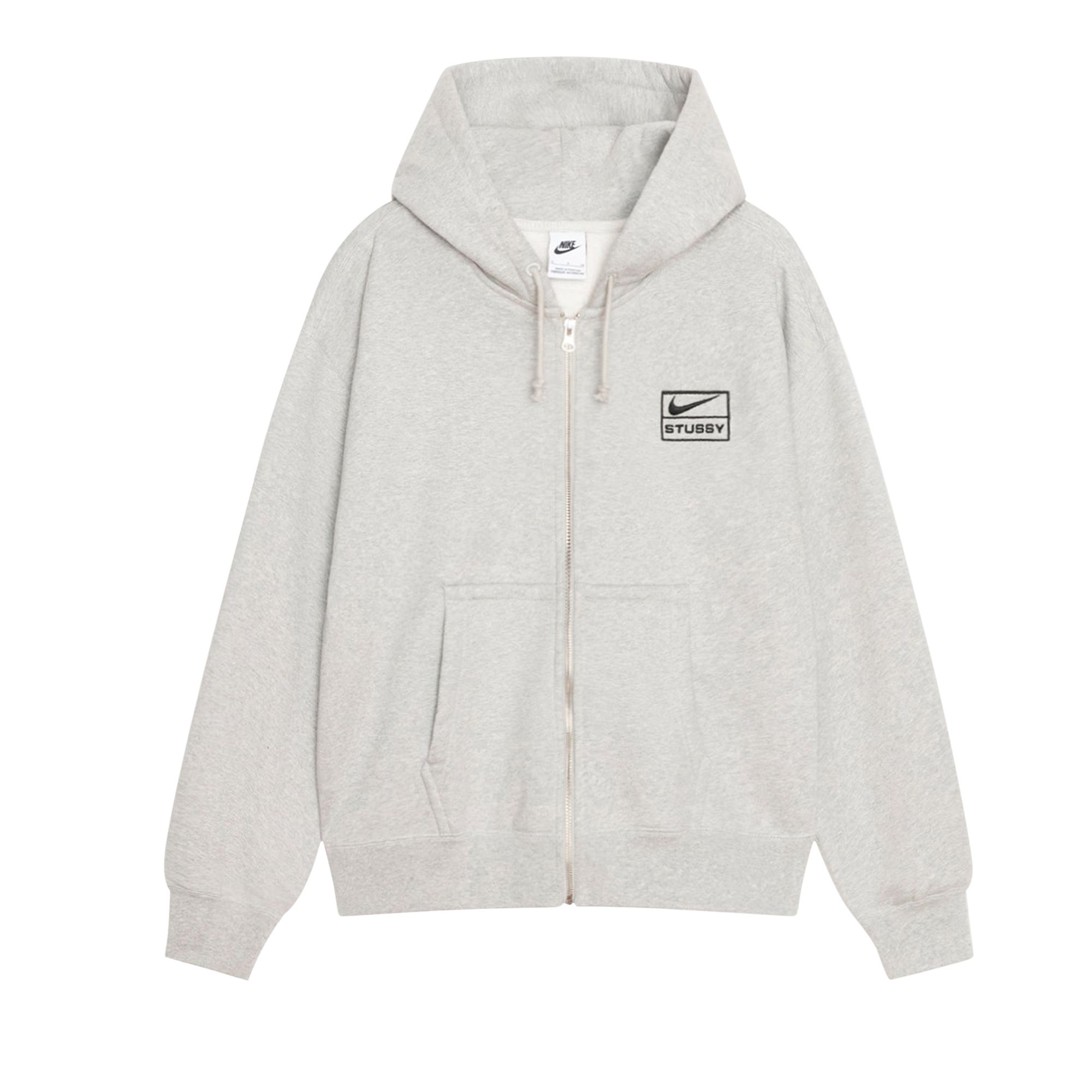 Nike x Stussy Stone Washed Fleece Zip Hoodie 'Grey Heather' | Men's Size XS