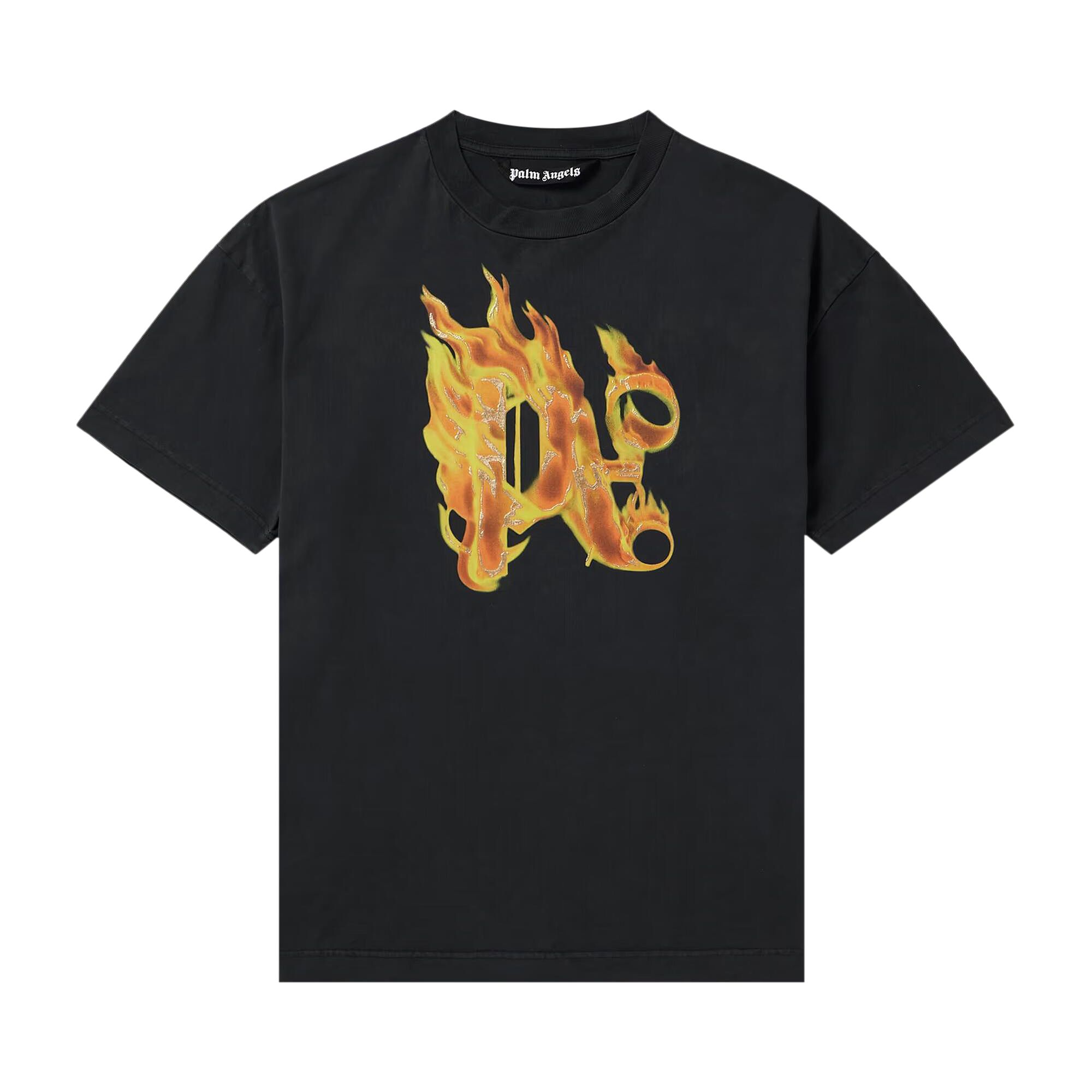 Palm Angels Burning Monogram T-Shirt 'Black/Gold' | Men's Size M