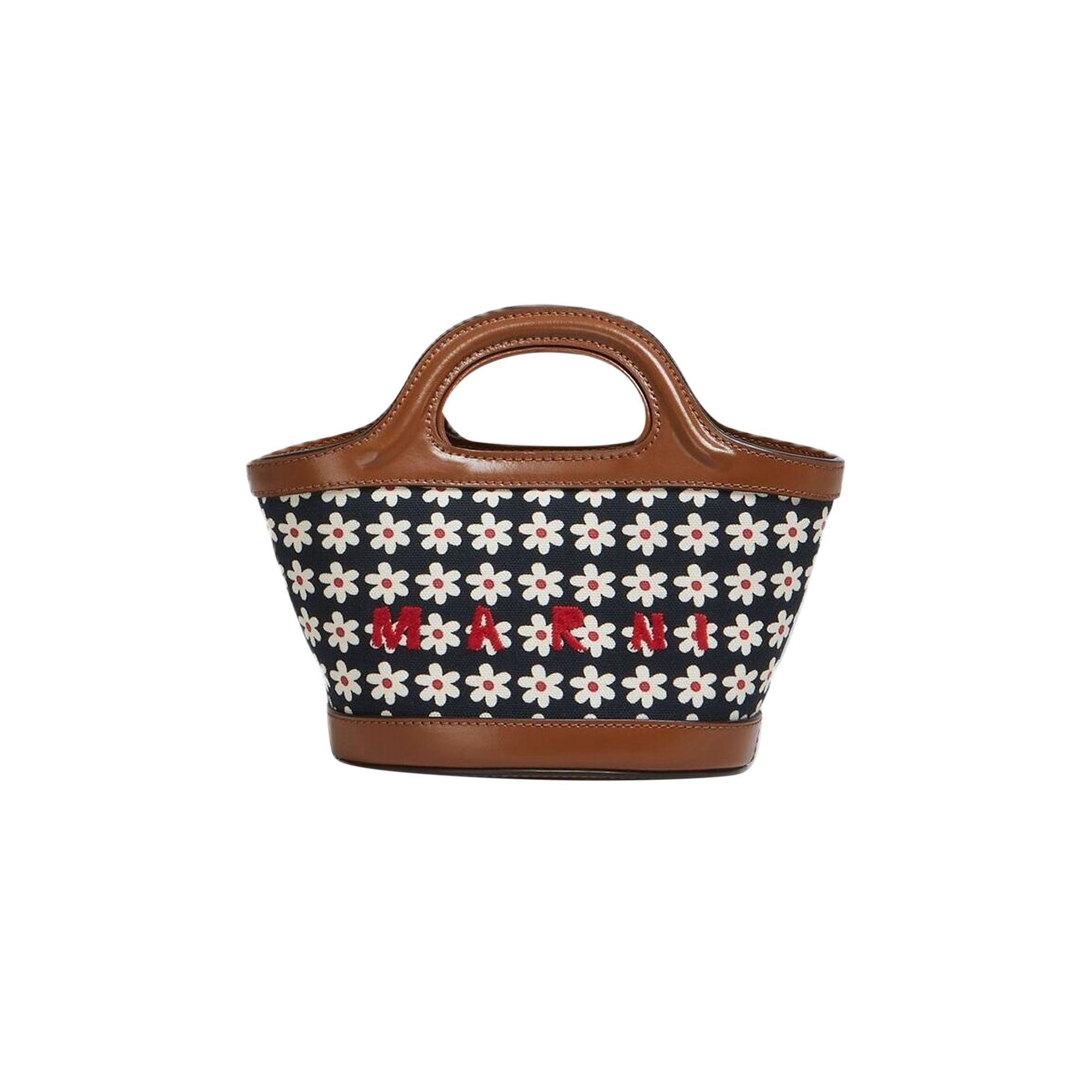 Pre-owned Marni Black Canvas Tropicalia Micro Bag With Daisy Print 'red/white/black' In Multi-color
