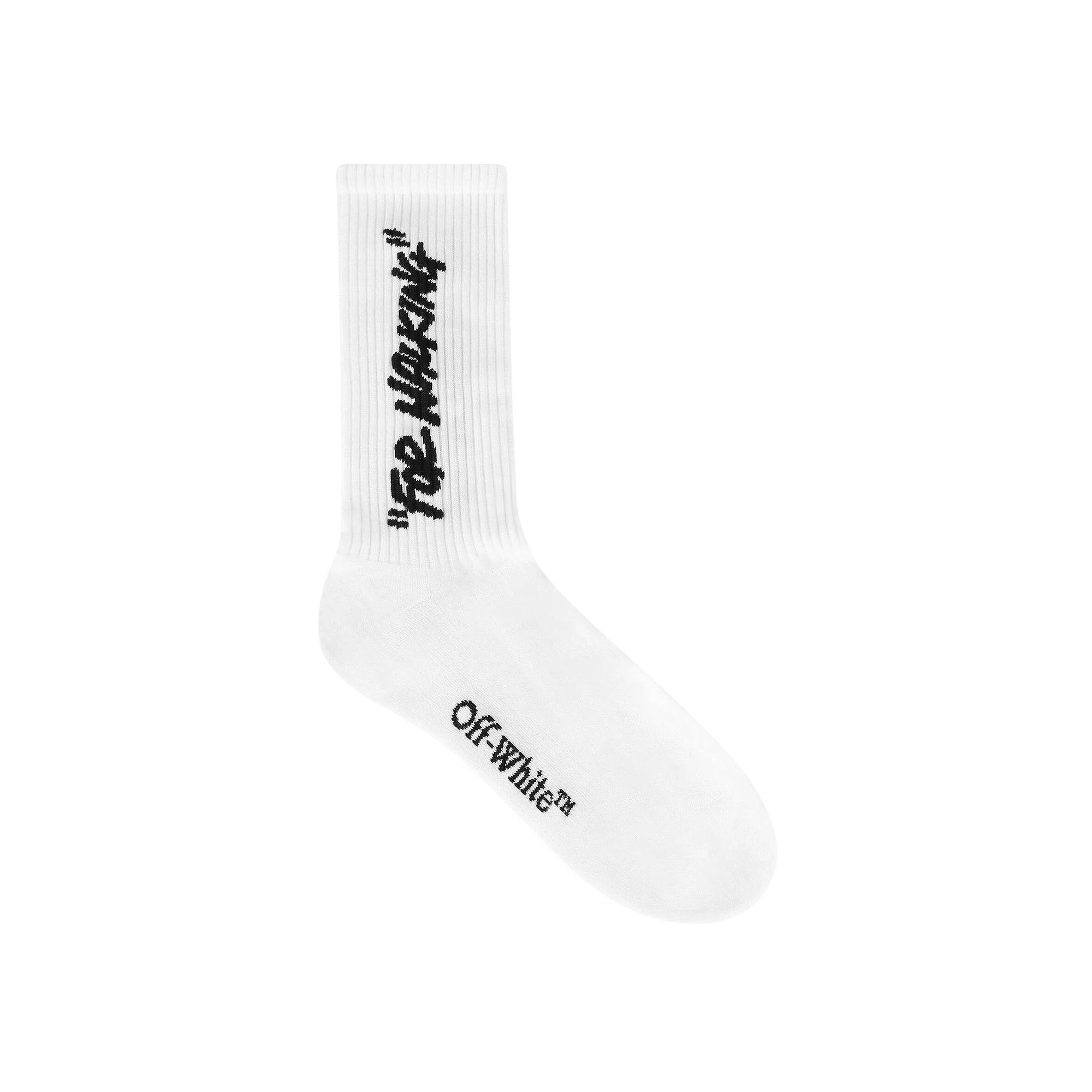 Off-White Quote Mid Calf Knit Socks 'White/Black' | Men's Size M