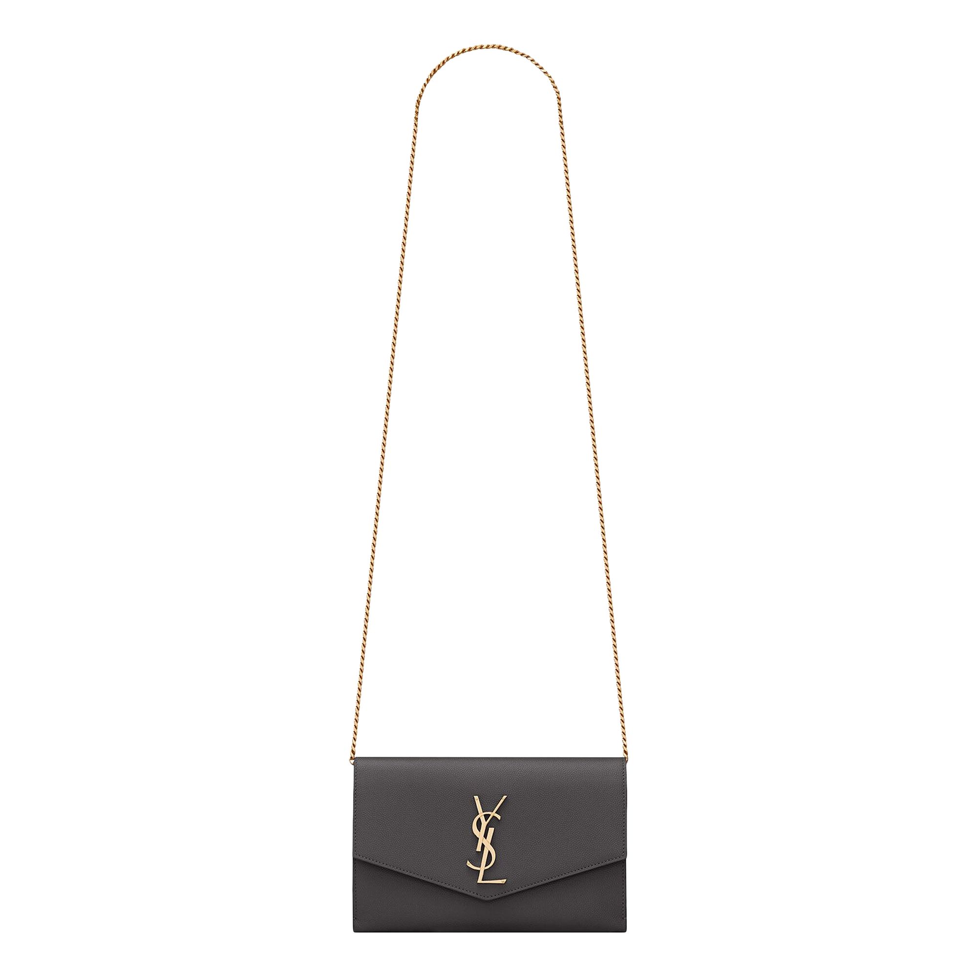 Pre-owned Saint Laurent Uptown Chain Wallet 'storm' In Gray