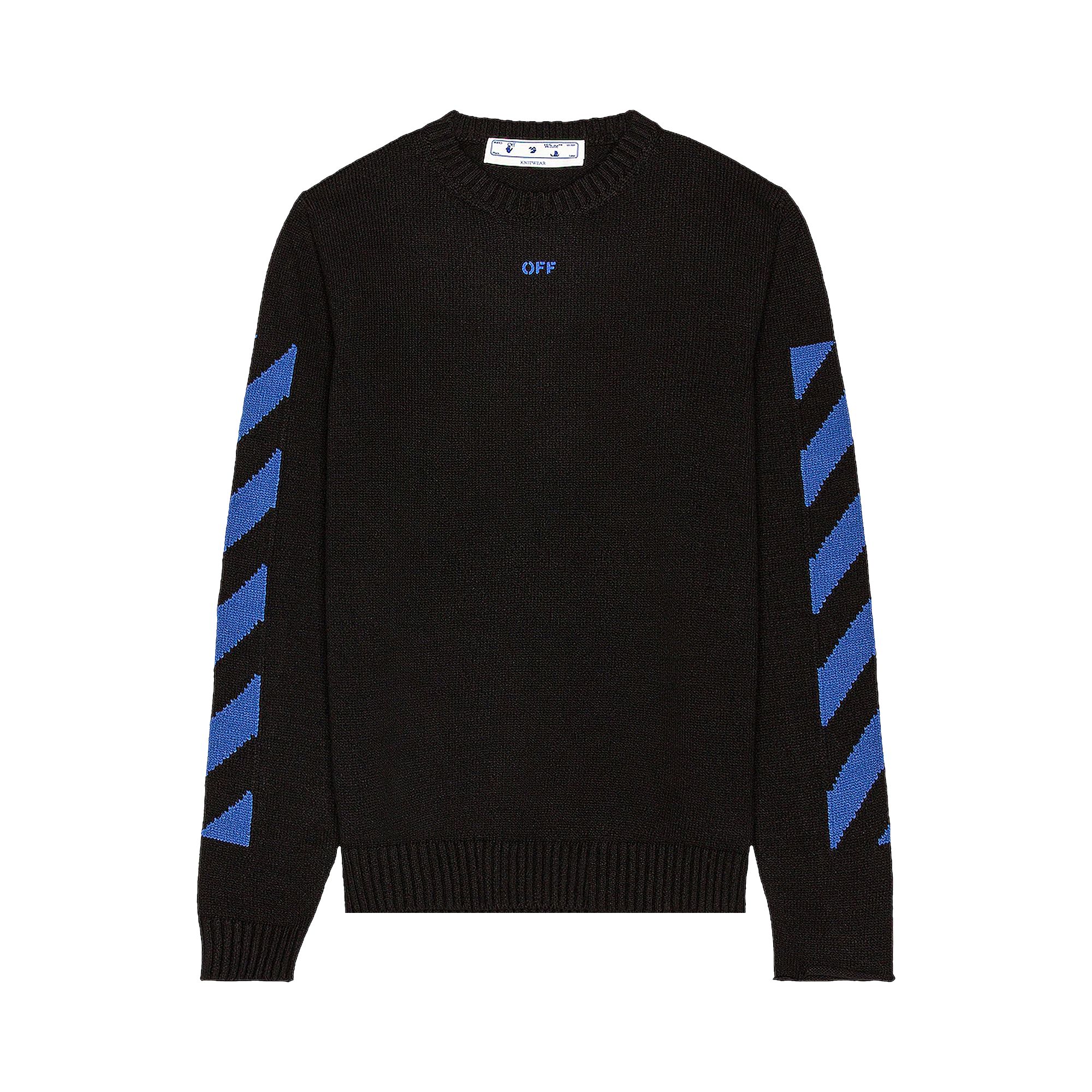 Off-White Diag Knit Crewneck 'Black/Blue' | Men's Size L