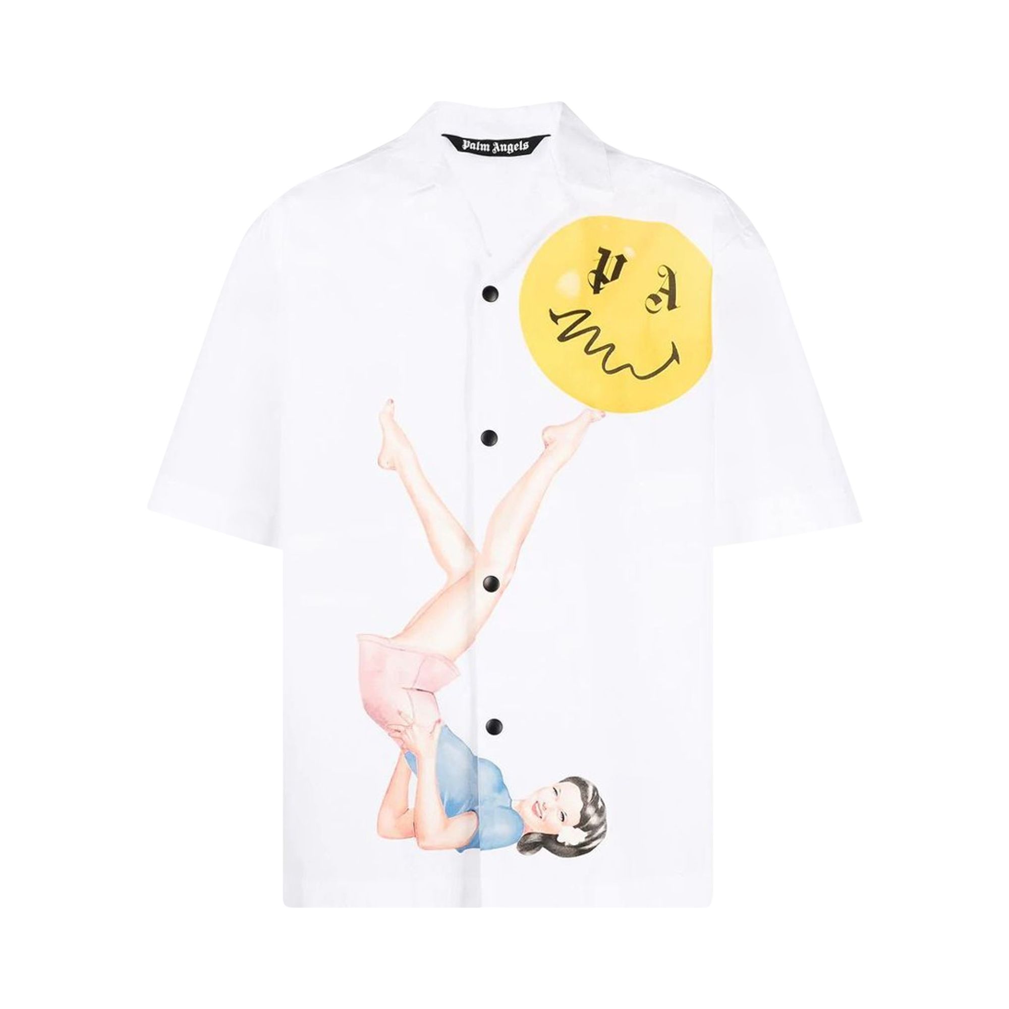 Palm Angels Juggler Pin Up Bowling Shirt 'White/Pink' | Men's Size 46