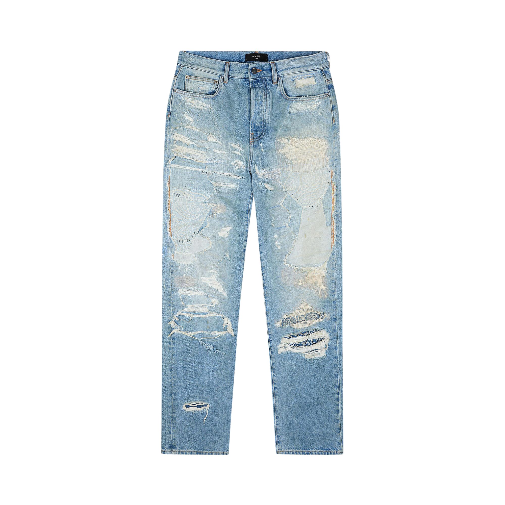 Pre-owned Amiri Repaired Straight Jean 'antique Indigo' | Blue | Men's Size 32