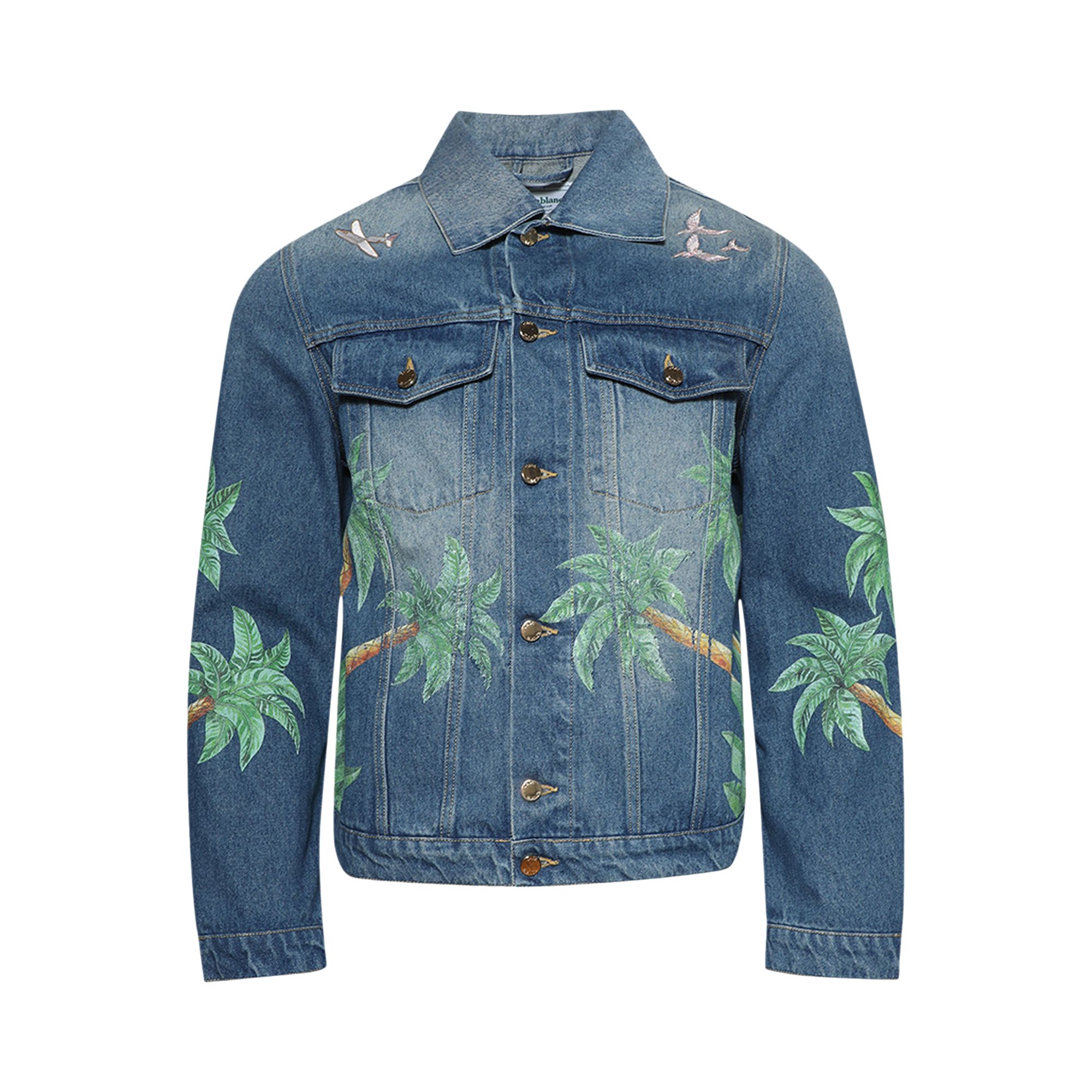 Pre-owned Casablanca Printed And Embroidered Denim Jacket ' Tennis Club' | Multi-color | Men's Size