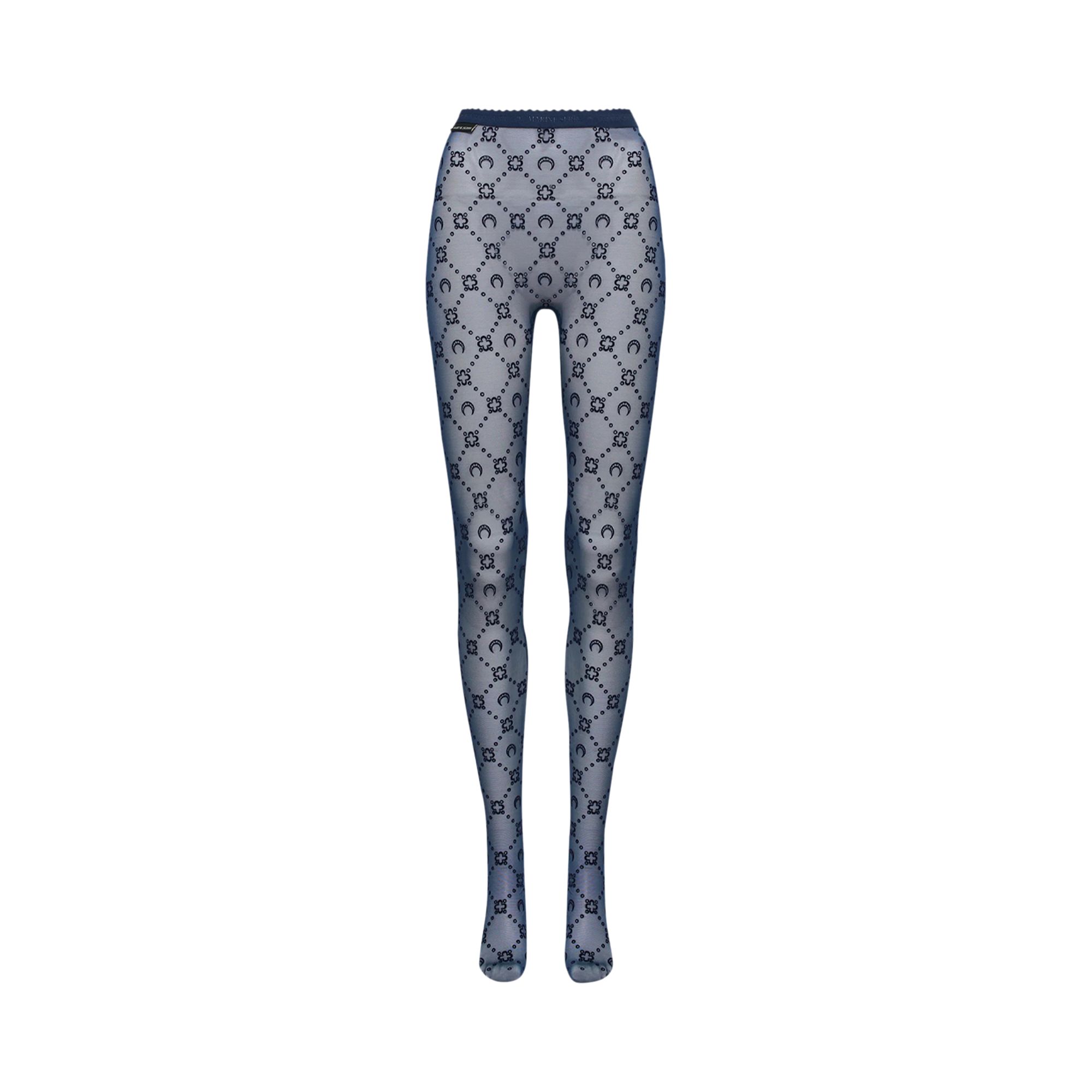 Marine Serre Moonogram Mesh Flock Tights 'Navy' | Blue | Women's Size S