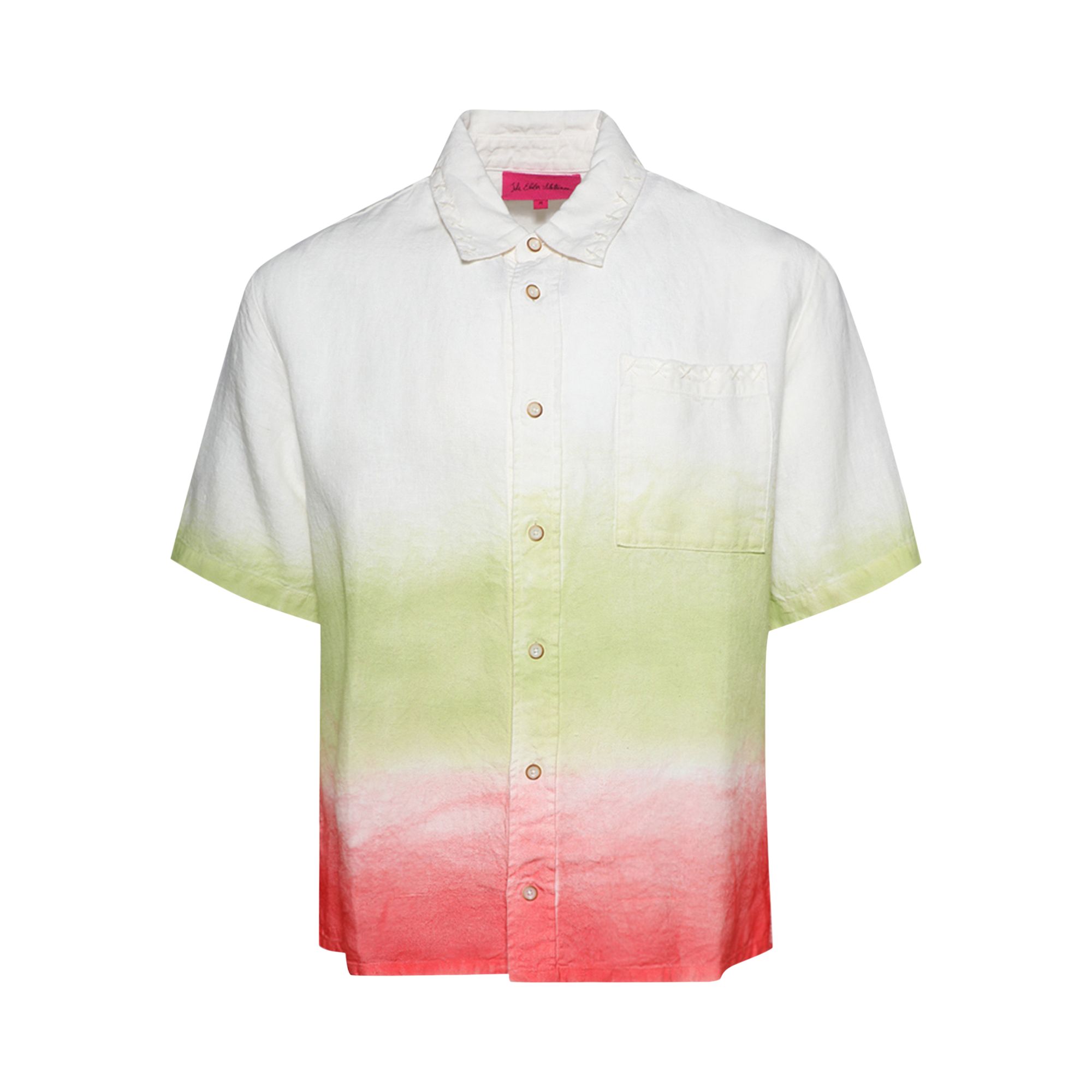 Pre-owned The Elder Statesman Sulfur Gradient Overshirt Short-sleeve 'ivory/wasabi/fiery Coral' | Multi-color