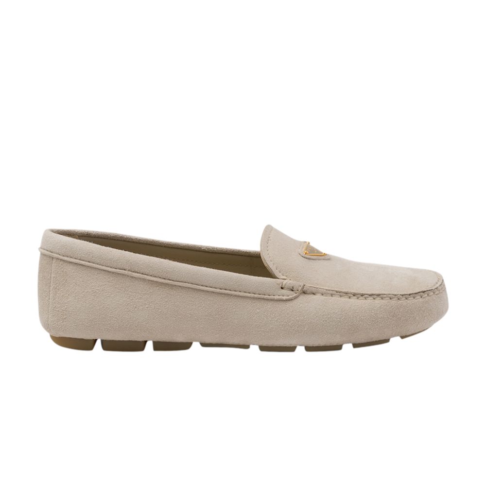 Pre-owned Prada Wmns Suede Driving Loafer 'pumice Stone' | Cream | Women's Size 37