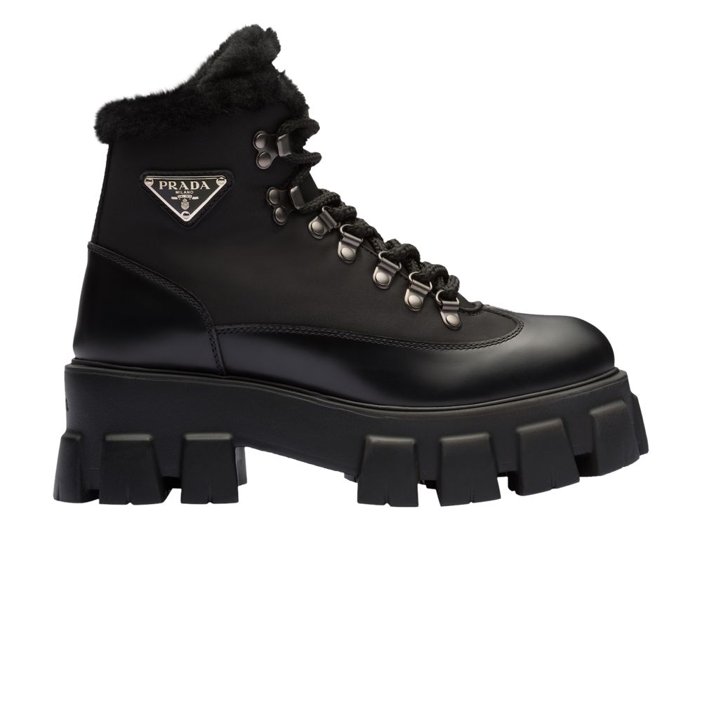 Pre-owned Prada Wmns Monolith Brushed Leather And Nylon Boot 'black' | Women's Size 4