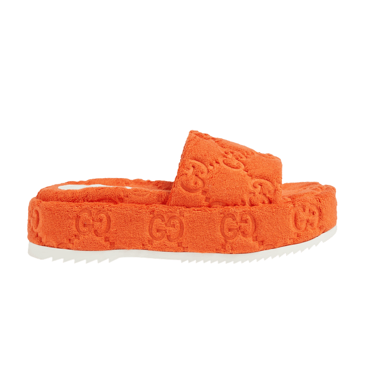 Gucci logo rubber slide sandal orange discount